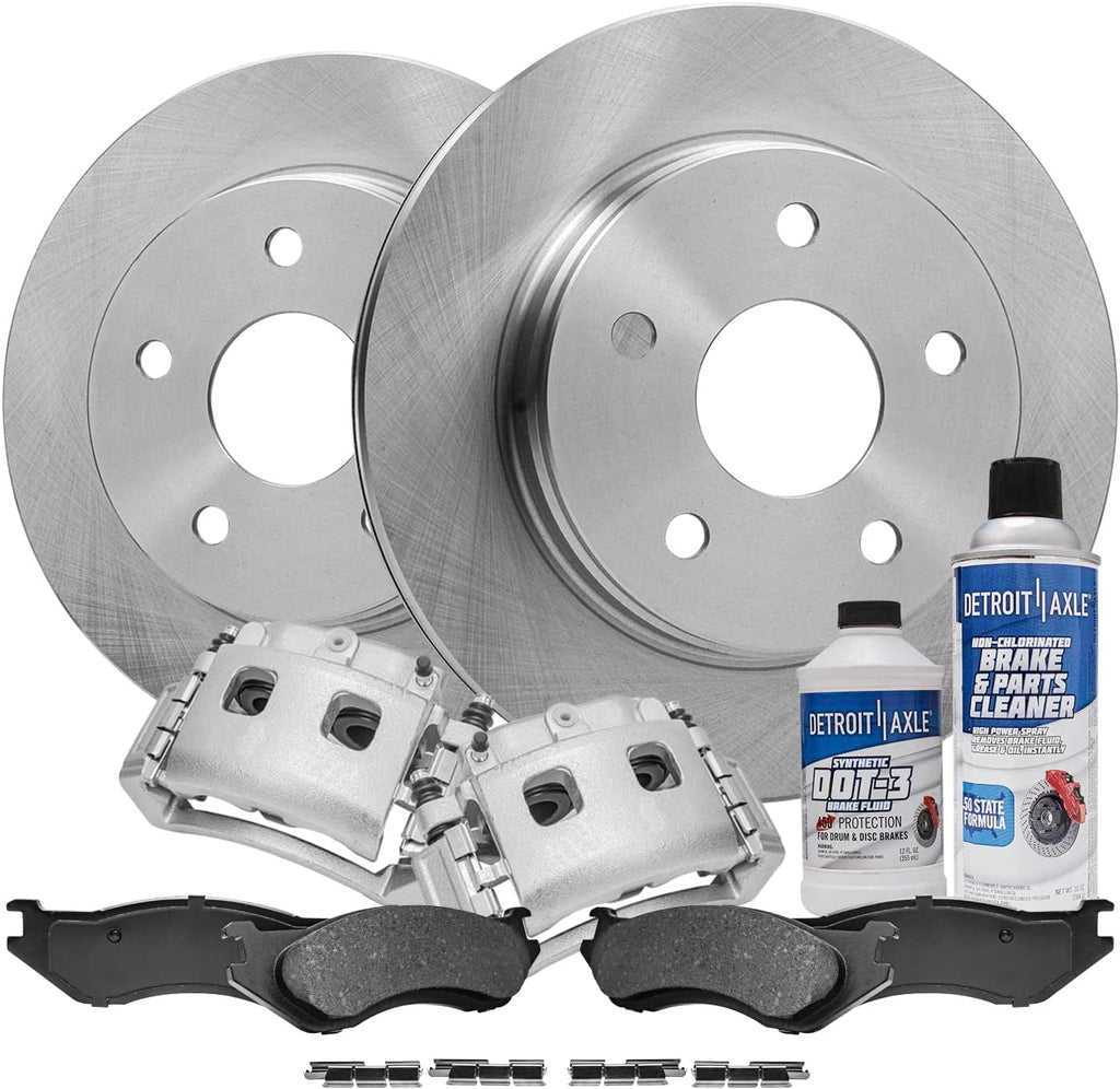 Detroit Axle - Front Brake Kit for 05-06 Dodge Durango, 02-05 Ram 1500, 13.23'' inch Disc Brake Rotors Ceramic Brake Pads Brake Calipers 2002 2003 2004 2005 2006 Replacement