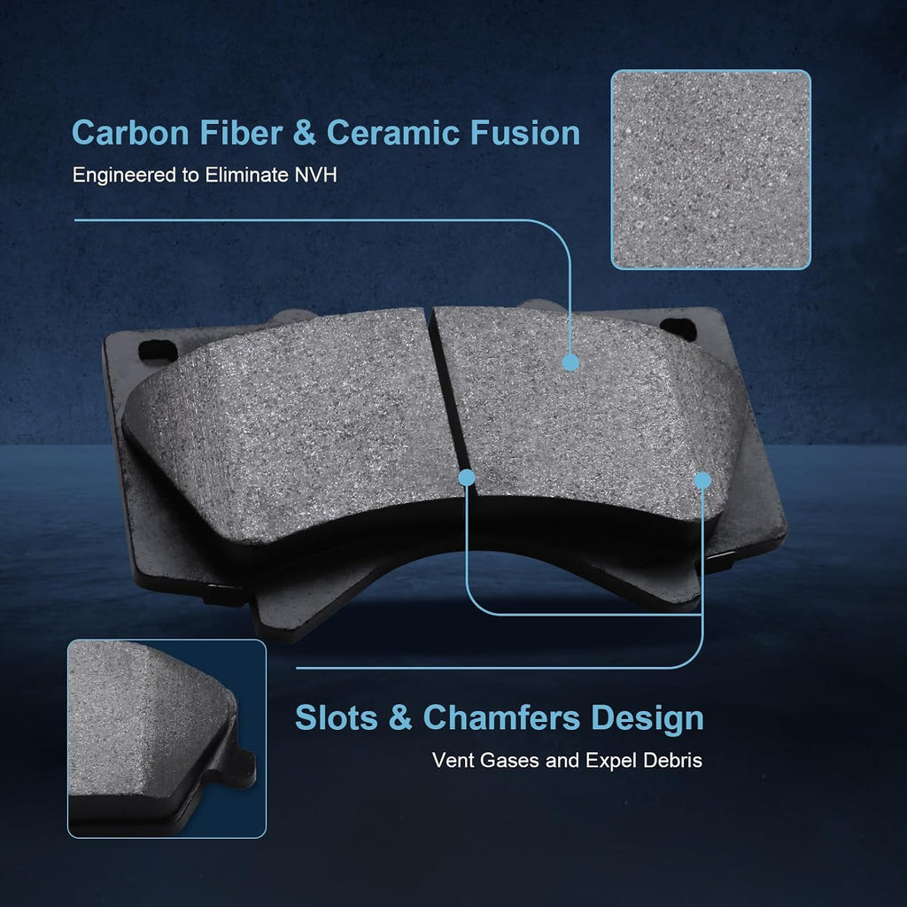 Front Drilled and Slotted Disc Brake Rotors & Ceramic Brake Pads Kit Fit for Lexus 2016-2020 LX570; for Toyota 2016-2020 Land Cruiser, 2008-2021 Sequoia, 2007-2021 Tundra #31482 D1303