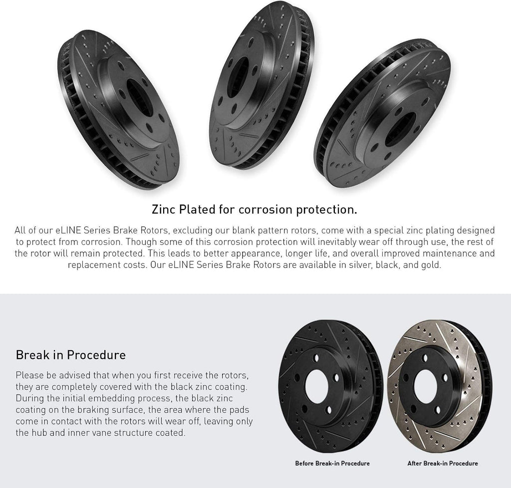 R1 Concepts Front and Rear Brake Kit Fits 2003-2011 Ford Crown, Mercury Grand Marquis; 2003-2004 Mercury Marauder| Semi Met Brake Pads and Drilled Slotted Brake Rotors| 12.0' Front & 11.6' Rear