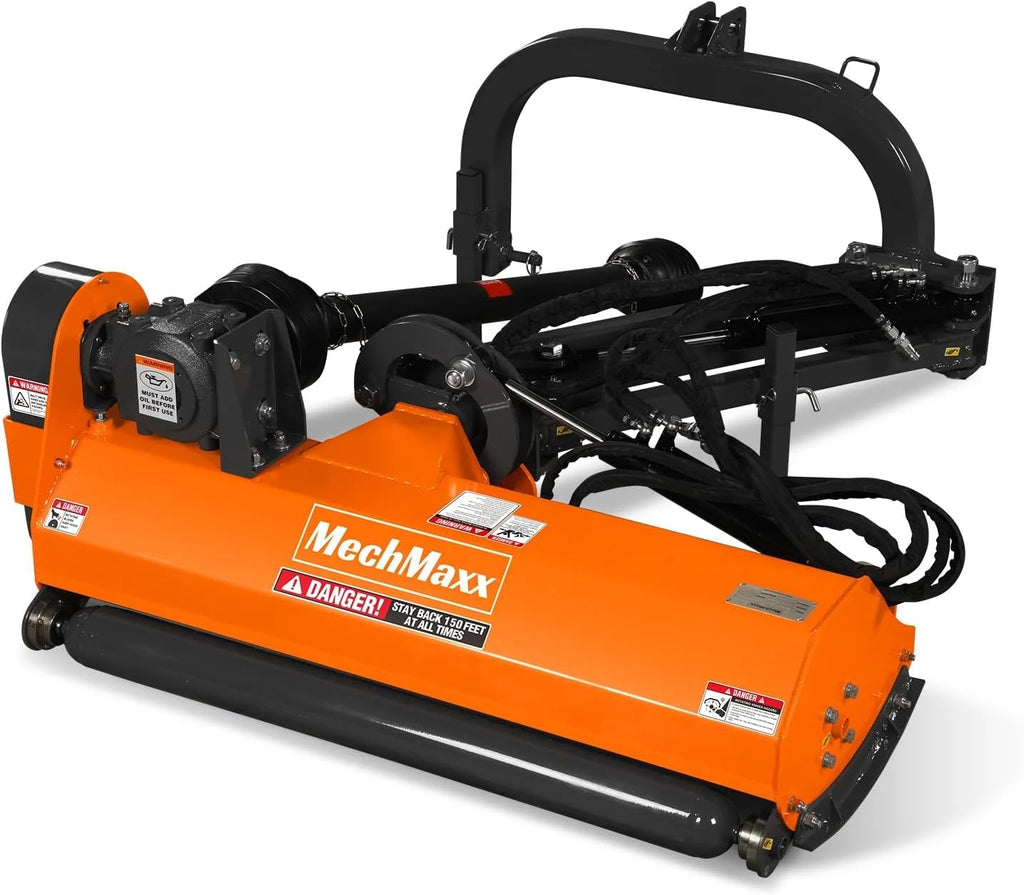 MechMaxx 48' Inch PTO Drive 3 Point Hitch Offset Flail Ditch Bank Mower for 25-50HP CAT 1 Tractor, 69'' Offset Distance,60°/90° Rotation Angle, 20 Hammers, Model VAM48