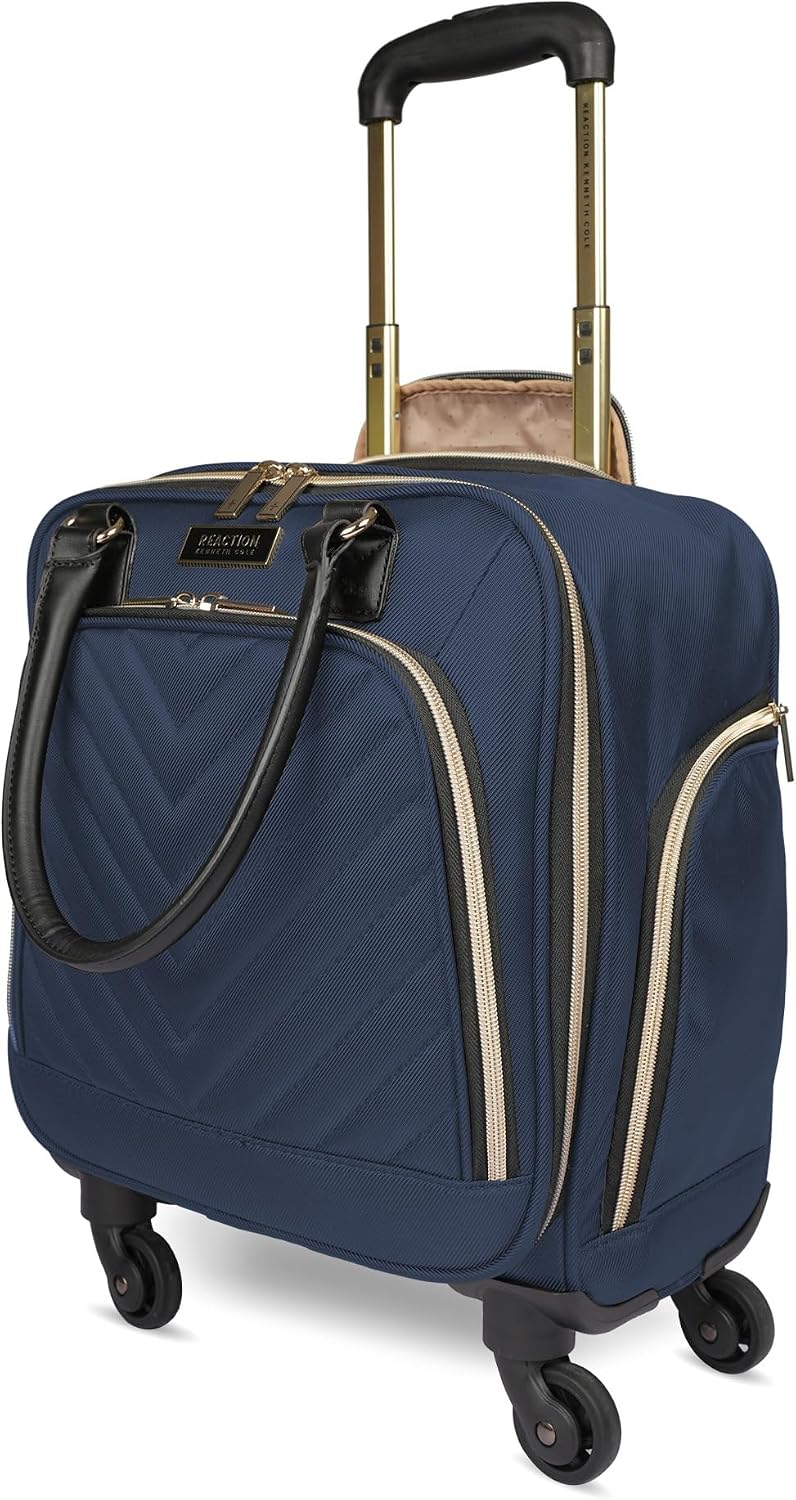 Kenneth Cole REACTION Chelsea 2-Piece Bundle - 17' 4-Wheel Spinner Underseat Carry-On Luggage & Matching 15' Laptop Backpack, Navy