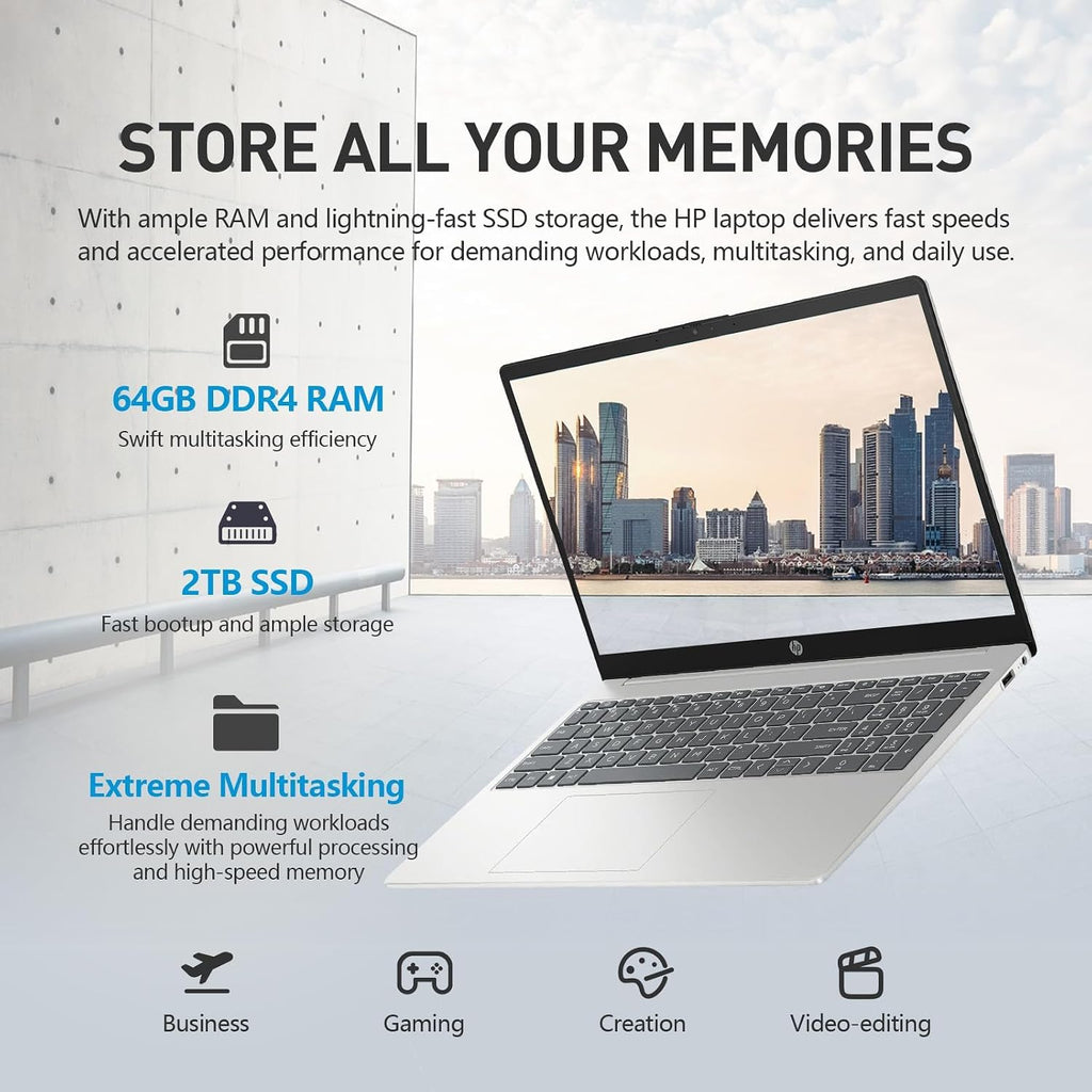 HP 15.6 Laptop Touchscreen Computer, Intel 10-Core i5, Touch Screen Laptop 15 Inch, 64GB RAM 2TB SSD, Windows 11 Pro, 10-Key Number Pad, Killer Wi-Fi 6E