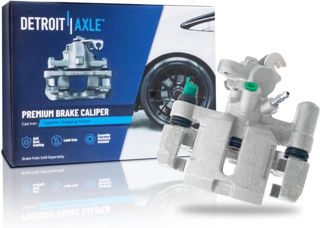 Detroit Axle - Rear Left Brake Caliper for Ford 1997-2003 Escort 1997-1999 Mercury Tracer, Driver Side Disc Brake Caliper with Bracket Replacement