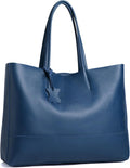 Italian Leather Tote Bag for Women - Large Shoulder Shopper, Fits 16' Laptop, Keychain Holder, Made in Italy