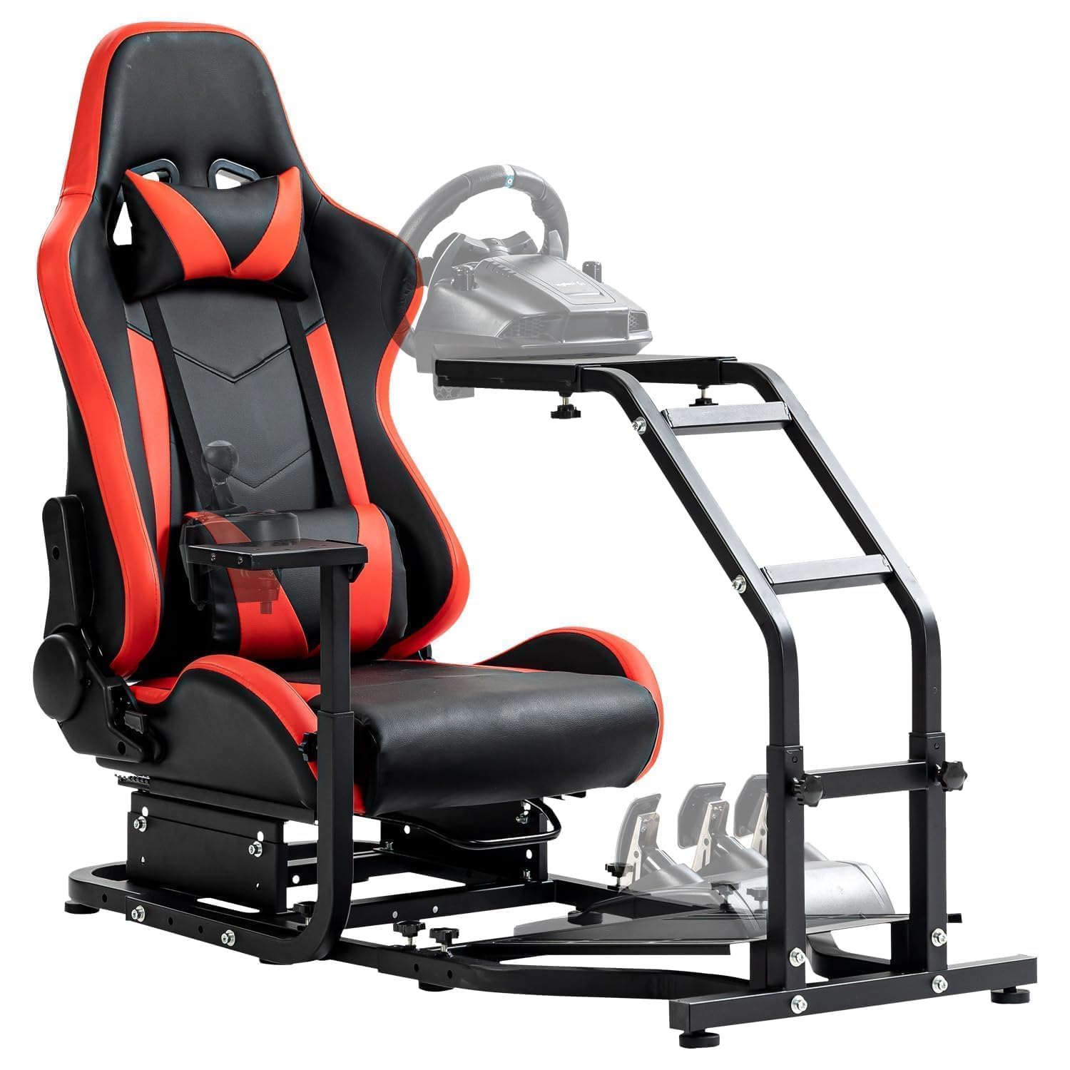 Supllueer Racing Simulator Cockpit with Gaming Seat Fit for Logitech G29 G920 G923, for Thrustmaster T248 T300RS TX F458 T128,for Fanatec,Adjustable Race Game Sim Stand No Steering Wheel Pedal Shifter