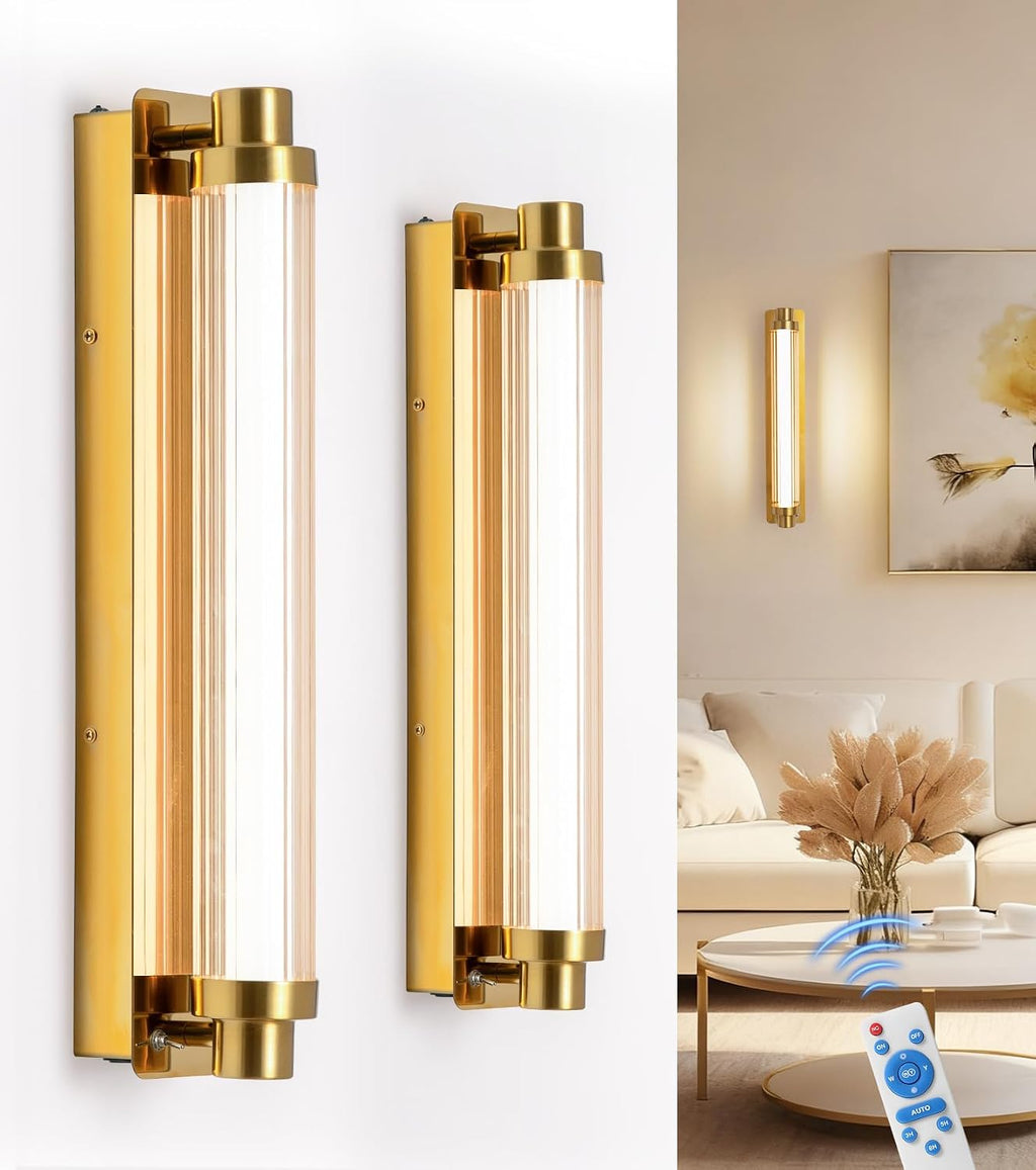 Battery Operated Wall Sconce Wall Decor Set of 2, Gold Rechargeable Wall Sconces 15000mAh Detachable Battery Wall Light Modern No Hardwiring Portable Lighting for Wall Painting, Bedroom, Hallway