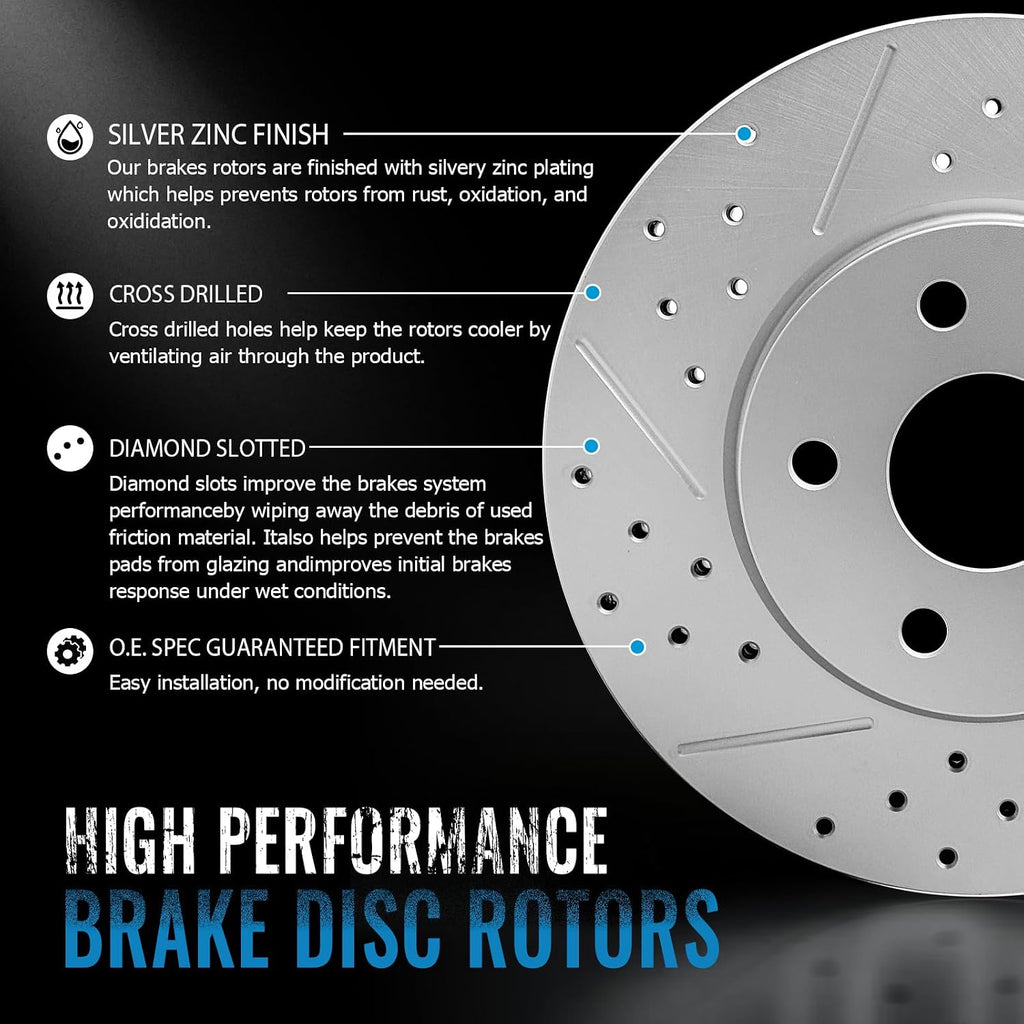 Front and Rear Brake Kit Compatible With Chevy Silverado 1500, GMC Sierra 1500 1999-2006, Tahoe, Yukon 2000-2001, Astro, Safari 2003-2005, 11.99inch & 12.79inch Rotor
