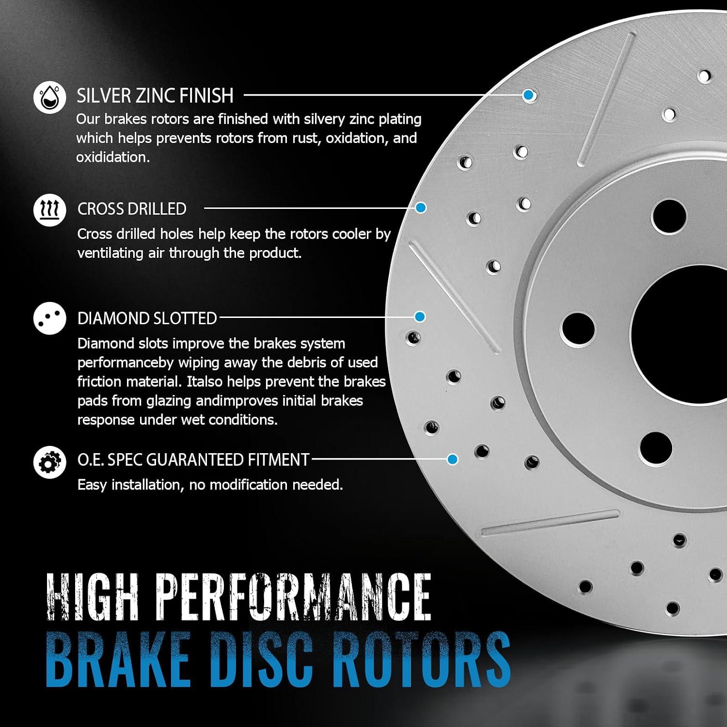 Front and Rear Brake Kit Compatible With Chevy Silverado 1500, GMC Sierra 1500 1999-2006, Tahoe, Yukon 2000-2001, Astro, Safari 2003-2005, 11.99inch & 12.79inch Rotor