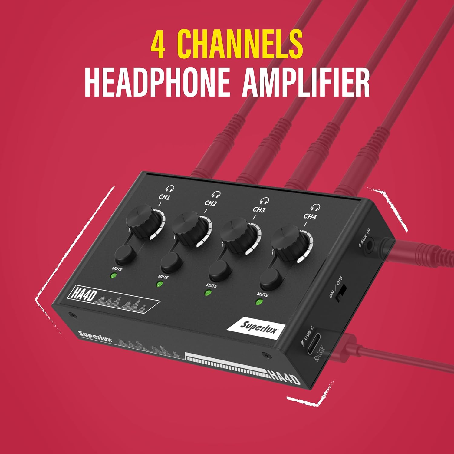 Superlux HD 660PRO, 32 ohms, Studio Recording Headphones Wired, Professional Closed-Back Headphone with HA4D 4-Channel Premium Headphone Amplifier