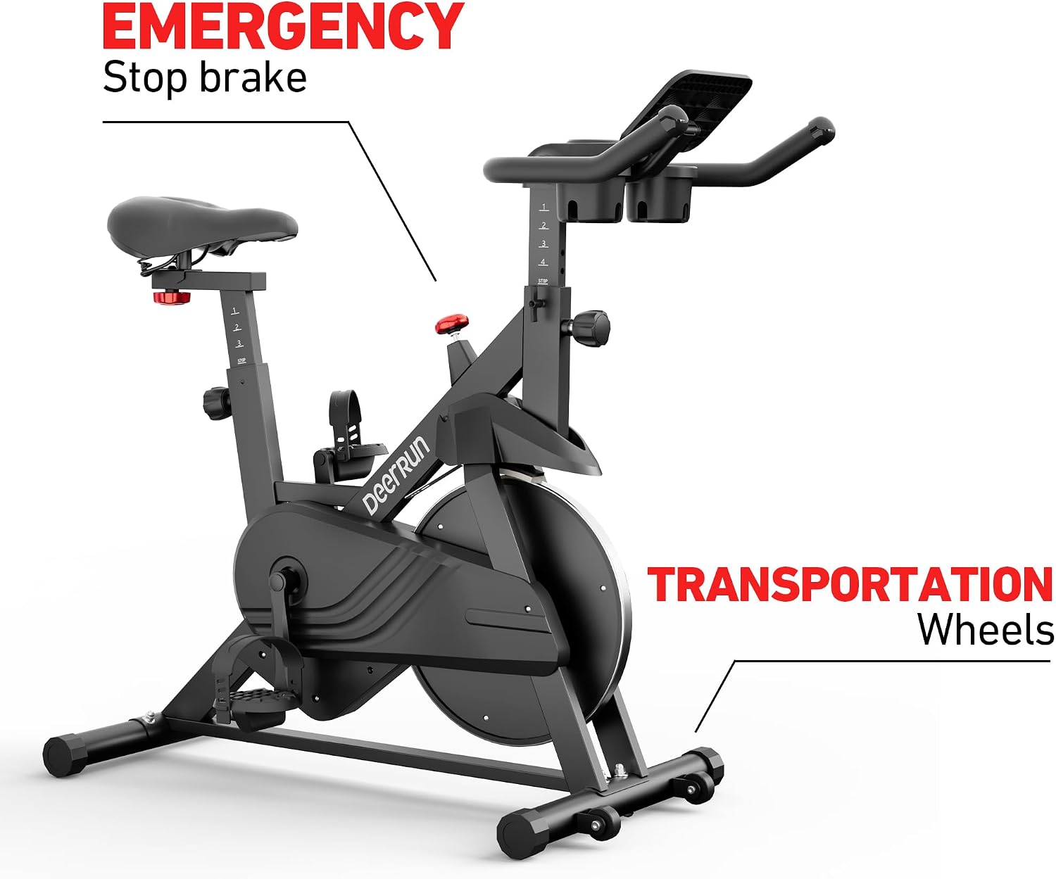 DeerRun Exercise Bike, Indoor Cycling Bike with Adjustable Magnetic Resistance, Low-Noise Belt Drive Stationary Bike for Home Cardio, 300 lb Capacity, Device Mount & LCD Monitor