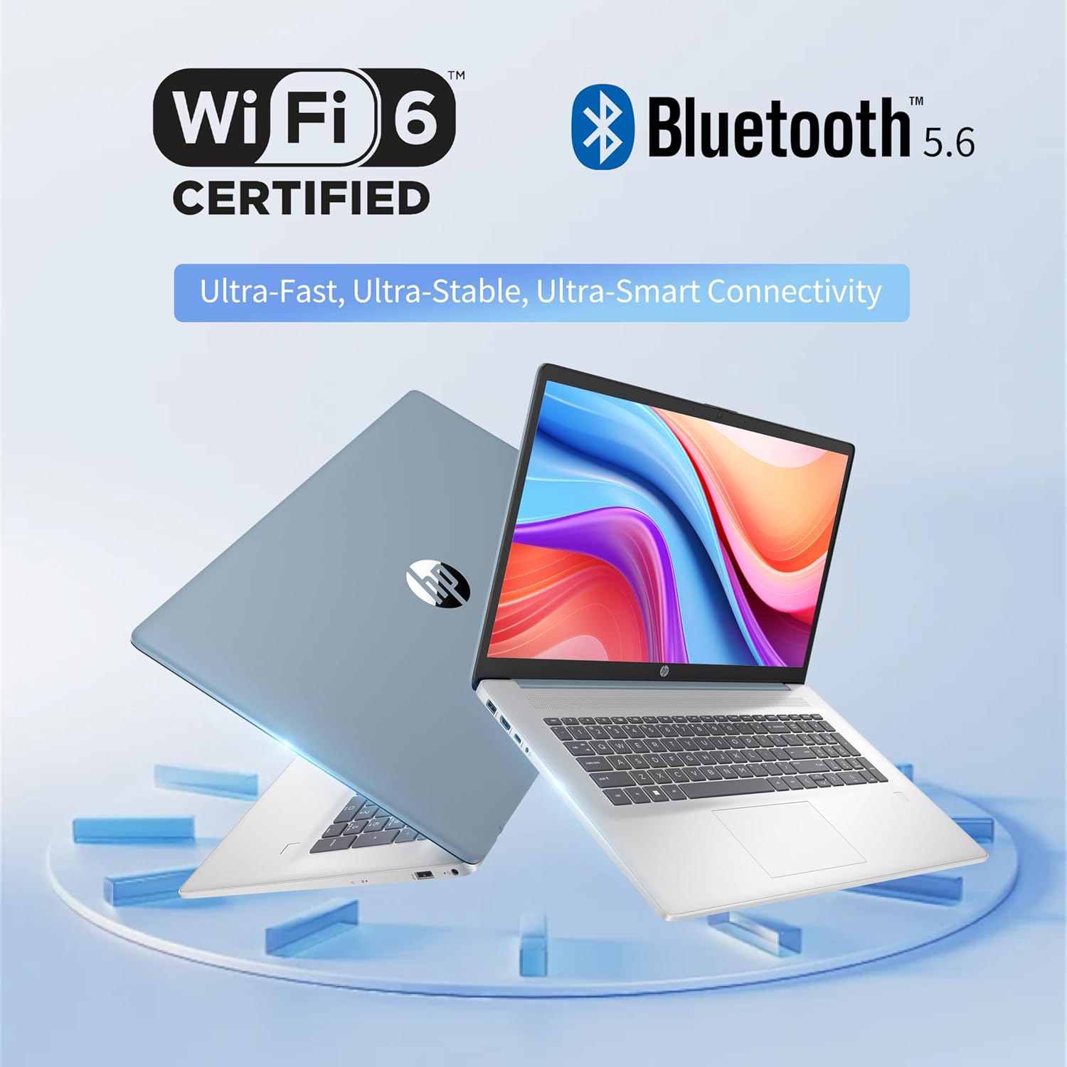 HP 17 Laptop, 17.3'' Touchscreen Display, Intel Quad-Core N200 Processor, 16GB RAM, 512GB SSD+128GB SSD, Webcam, Number Keypad, Windows 11 Home, Fatcayes Accessory, Moonlight Blue (Renewed)