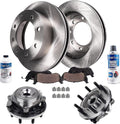 Detroit Axle - Front Wheel Bearing Hubs Brake Kit for 2014-2018 Ram 2500, 2013-2018 Ram 3500, Wheel Bearing Hubs Assembly Disc Brake Rotors Ceramic Brakes Pads 2015 2016 2017 Replacement