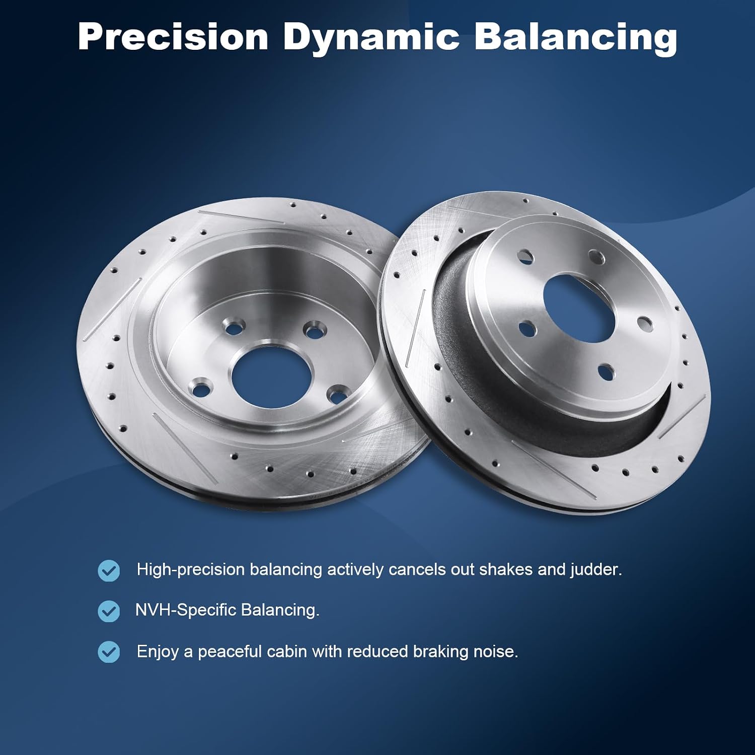 Rear Drilled and Slotted Disc Brake Rotors & Ceramic Brake Pads Kit Fit for Chrysler 2007-2009 Aspen; for Dodge 2004-2009 Durango, 2005-2010 Ram 1500; for Ram 2011-2018 1500#53006 D967