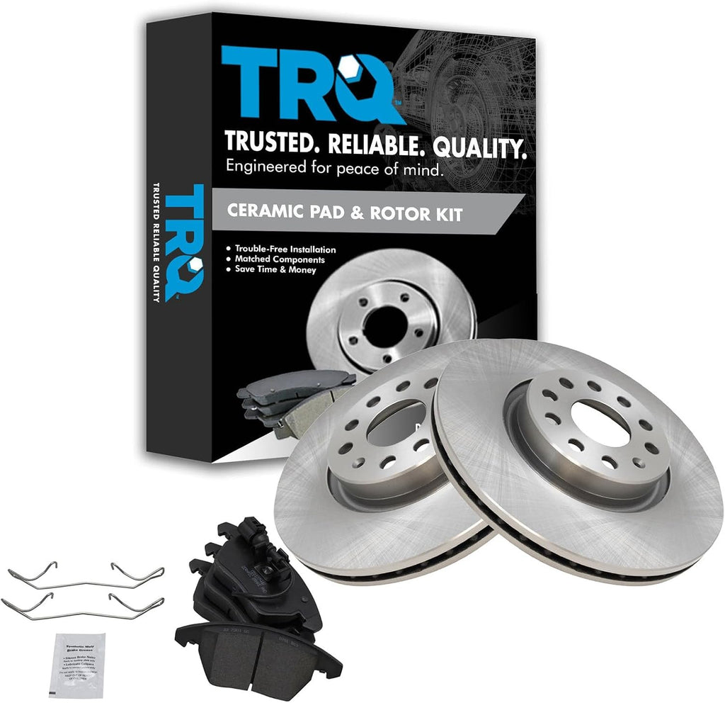 TRQ Front Ceramic Brake Pad & Rotor Set for A3 TT VW Eos Jetta GTI Passat