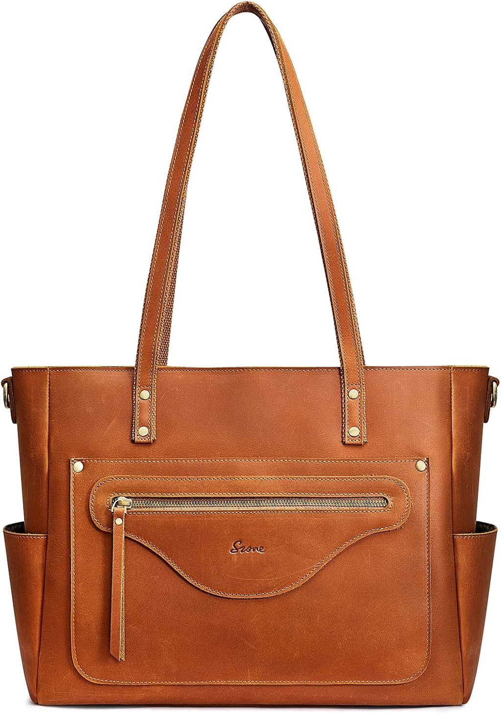 S-ZONE Women Genuine Leather Tote Bag Large Shoulder Purse Vintage Crossbody Work Handbag