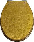Glitter Toilet Seat Oval 36 * 42Cm， Resin Toilet Seat with Quietly Close and Quick Release Hinges， Top Fixing Easy to Install and Easy to Clean，Silver，Gold