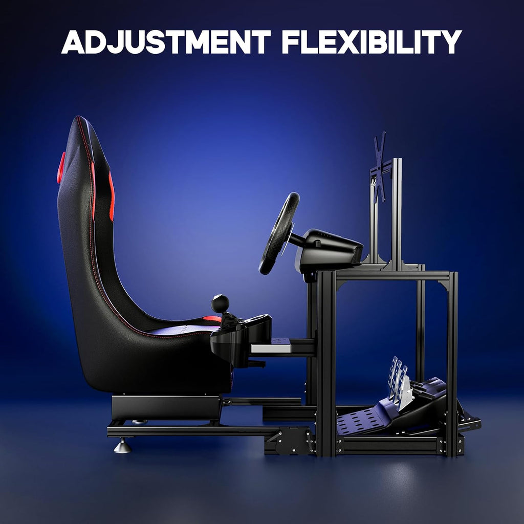 DIWANGUS Racing Simulator Cockpit with TV Mount - Foldable Wheel Stand with TV Stand and Seat, Sim Racing Stand Compatible with Logitech/Thrustmaster/MOZA/FANATEC（Electronic not included