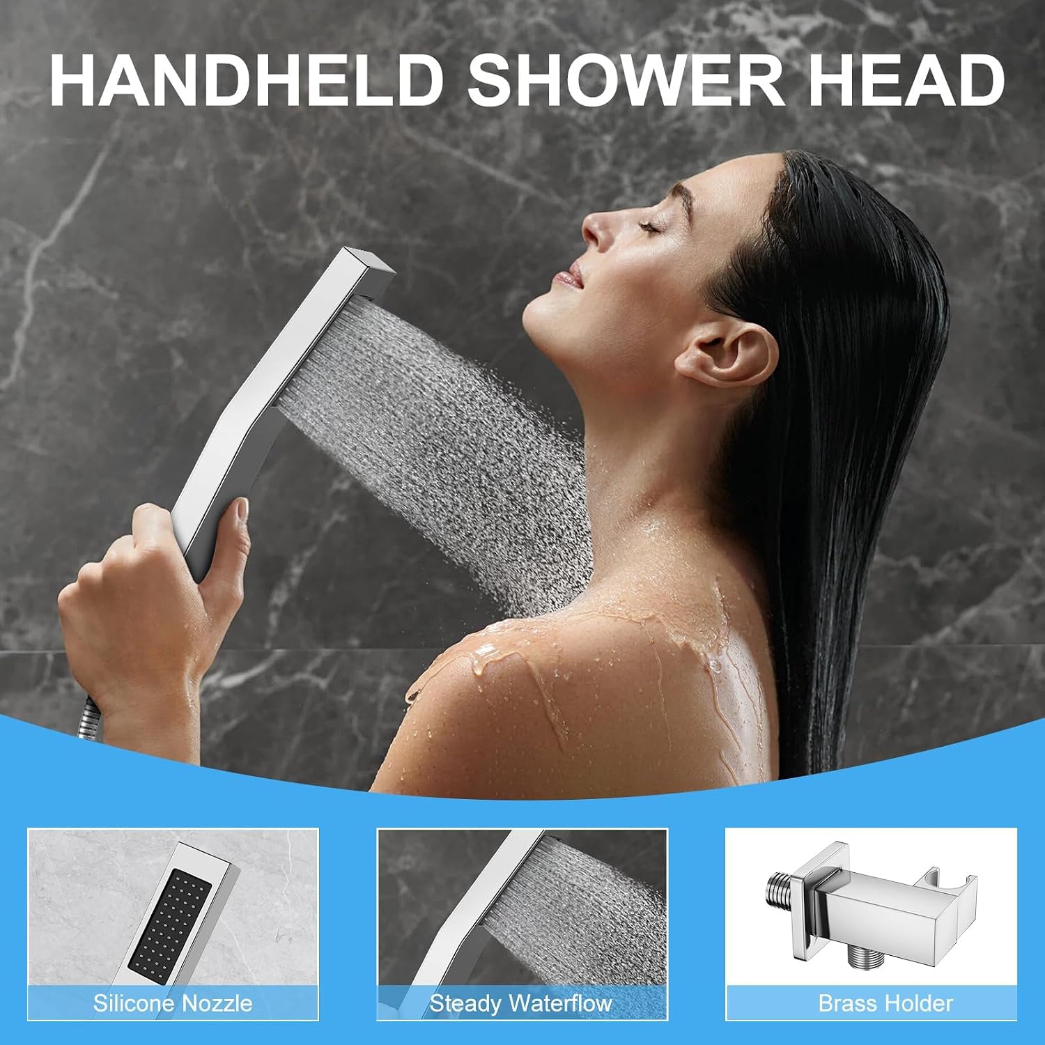 Shower Head Combo, Shower Heads with Handheld Spray Shower Faucet Set with 10 Inch Rainfall Chrome Shower Head High Pressure Wall Mounted for Bathroom (Chrome)-new