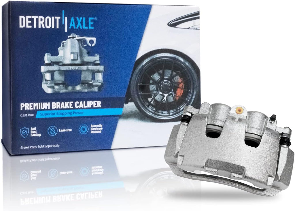 Detroit Axle - Front Brake Kit for 09-10 Dodge Ram 1500, 11-18 Ram 1500, 19-23 Ram 1500 Classic, Disc Brakes Rotors Ceramic Brakes Pads Right Brake Caliper Replacement : 13.23 inch Front Rotor