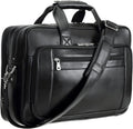 Men's Solid Thick Full Grain Leather 17.3' Laptop Briefcase Classic Messenger Bag Fit Business Travel | Solid, Thick, Full Grain Leather, 17.3', Classic, Fit