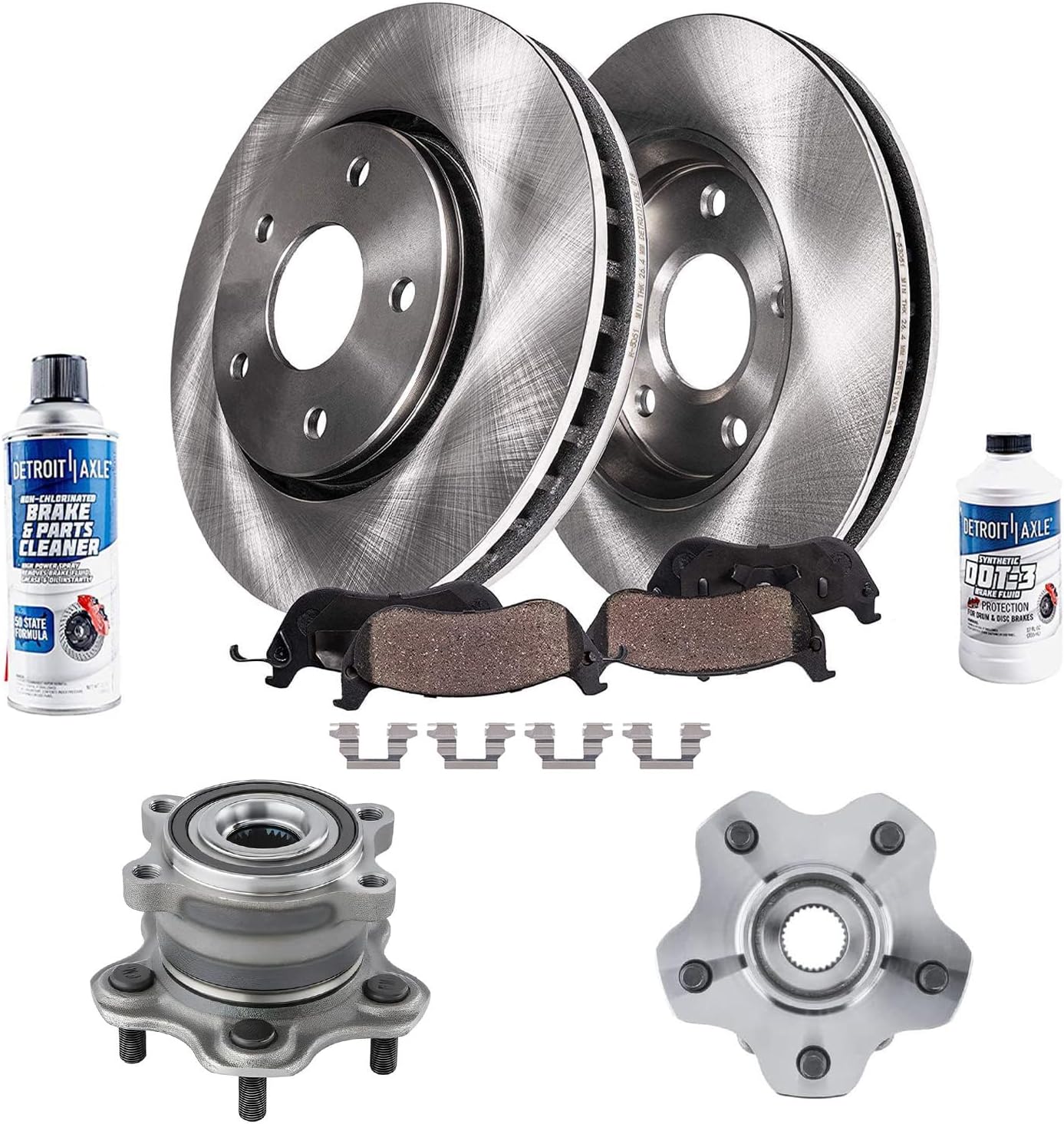 Detroit Axle - AWD Rear Disc Brake Rotors Ceramic Pads + Wheel Bearing Hubs Replacement for Infiniti JX35 QX60 Nissan Pathfinder Murano