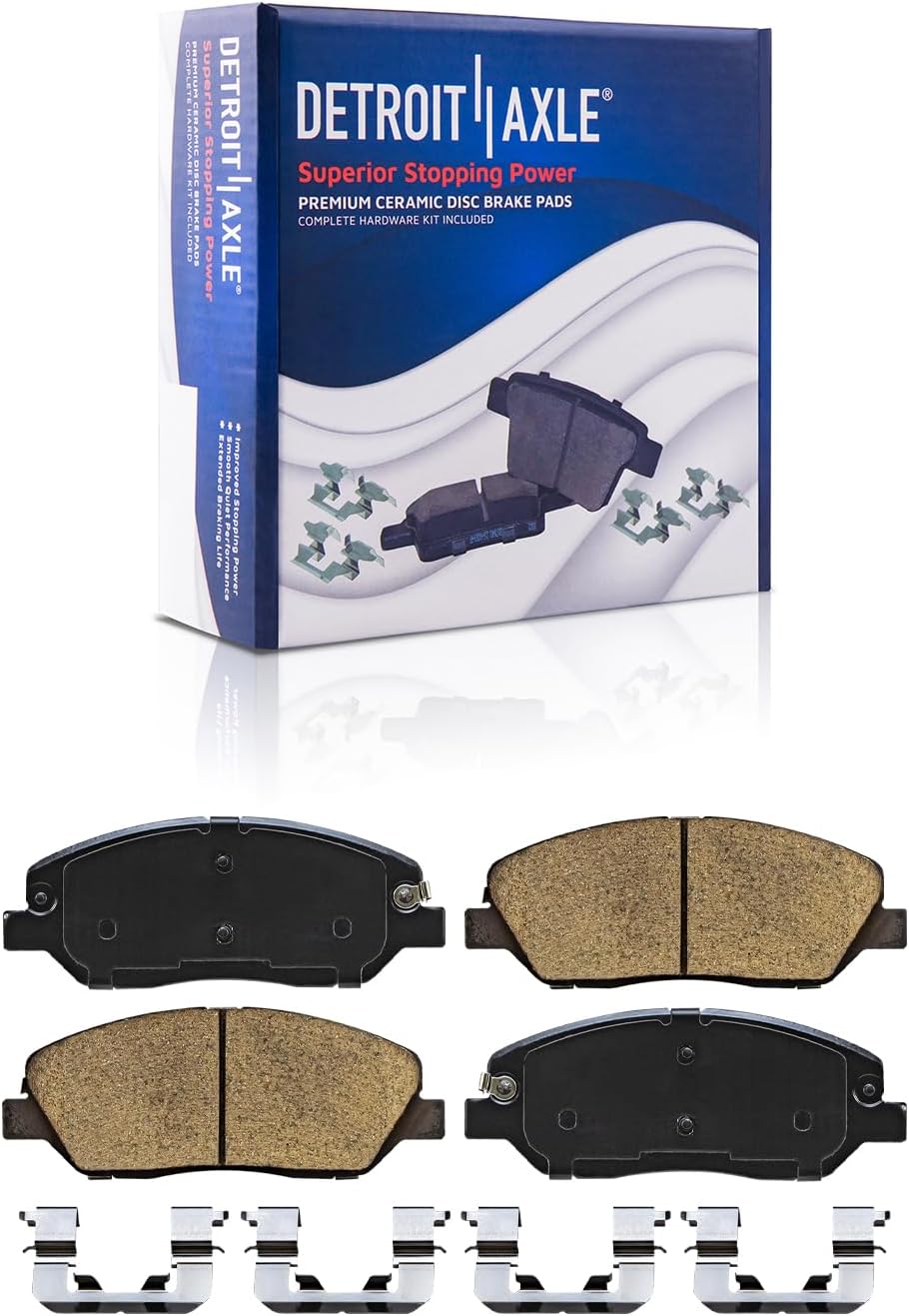 Detroit Axle - Front Brake Kit for 2017-2018 Hyundai Santa Fe, 2017-2019 Santa Fe XL, Disc Brake Rotors Ceramic Brakes Pads w/Hardware Replacement : 12.6' inch Rotor