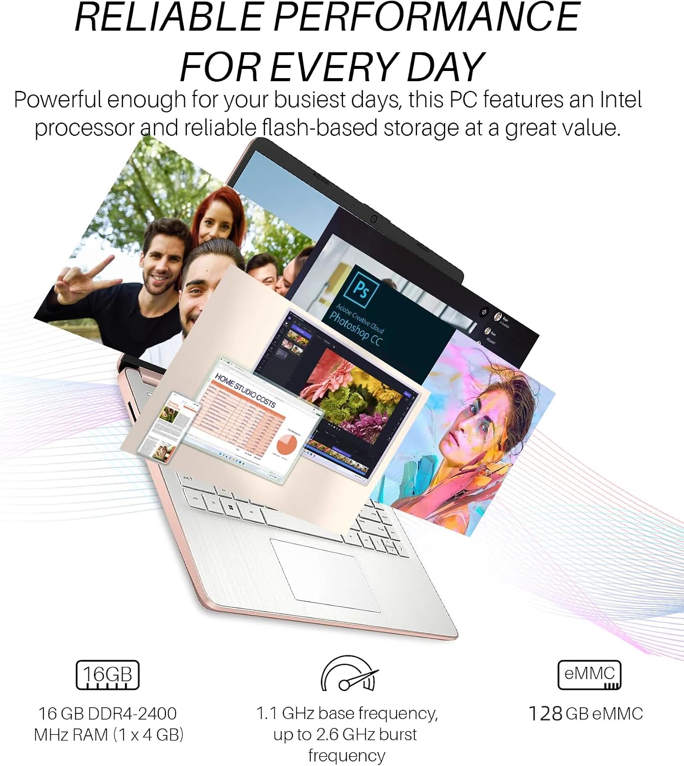 HP Stream 14' Laptop for Students & Business, Intel Quad-Core N4120, 16GB RAM, 128GB eMMC, Long Battery Life, UHD Graphics, Thin & Portable, HD Webcam, Windows 11 Pro