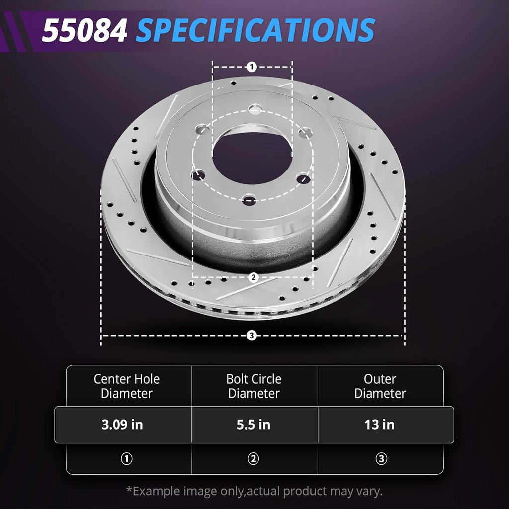 12.99' Rear Brake Kit Replacement for Chevy Silverado Suburban 1500 2001 2002 2003 2004 2005 2006, for Tahoe Avalanche GMC Yukon XL 1500 Brakes and Rotors, Drilled and Slotted Brakes