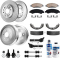 Detroit Axle - Front Brake Kit for 2009-2013 Silverado Sierra 1500 GMC Chevy, Ball Joints Tie Rods Sway Bars Disc Brake Rotors Ceramic Brake Pads Rear Brake Drums Brake Shoes Replacement