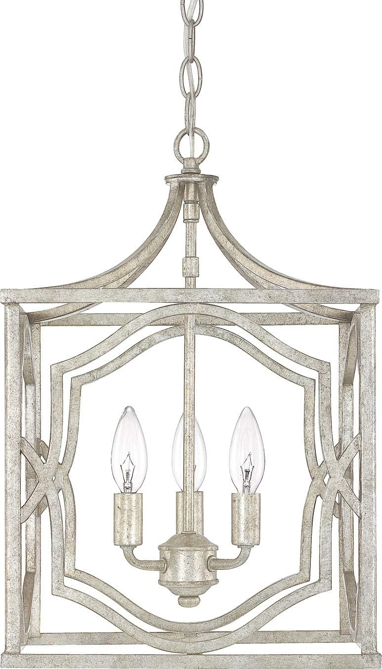 Capital Lighting 9481AS Blakely Lantern Foyer Pendant, 3-Light 180 Total Watts, 18' H x 12' W, Antique Silver