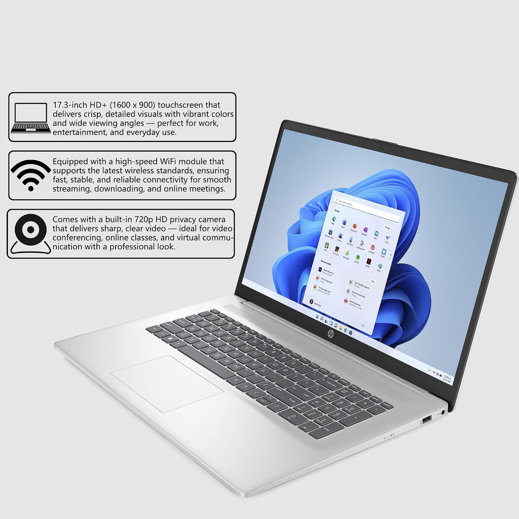 HP 17 Business Laptop | 17.3' HD+ Touchscreen | AMD 6-Core Ryzen 5 7430U (> i7-1255U) | 32GB DDR4 1TB SSD | Privacy Camera Type-C Fast Charge Long-Lasting Battery Win11 w/DLCA Accessory