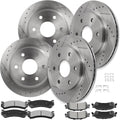 CCIYU D785 D792 55066 55054 Brake Kit Fit For Chevy For Astro 2003-2005,For Silverado 1500 1999-2006,For Suburban 1500/For Tahoe 2000-2002, Front Rear Disc Brake Rotor and Pad Set 12PCS