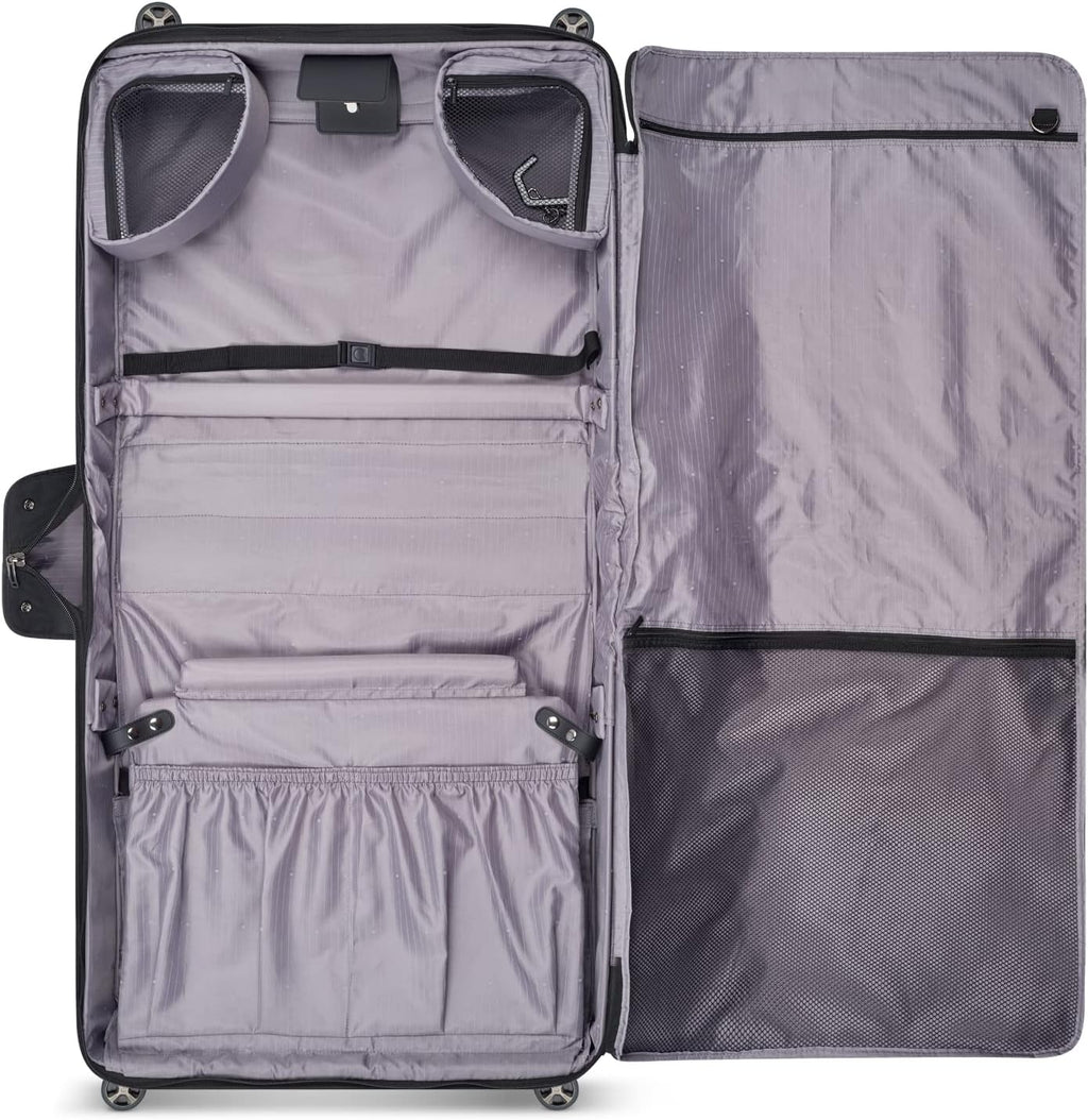 DELSEY PARIS Helium DLX - Rolling Garment Bag with Spinner Wheel - Lightweight Travel Garment Bag - SECURITECH Zip - Suit and Dresses Rolling Travel Bag - Checked Size, Black