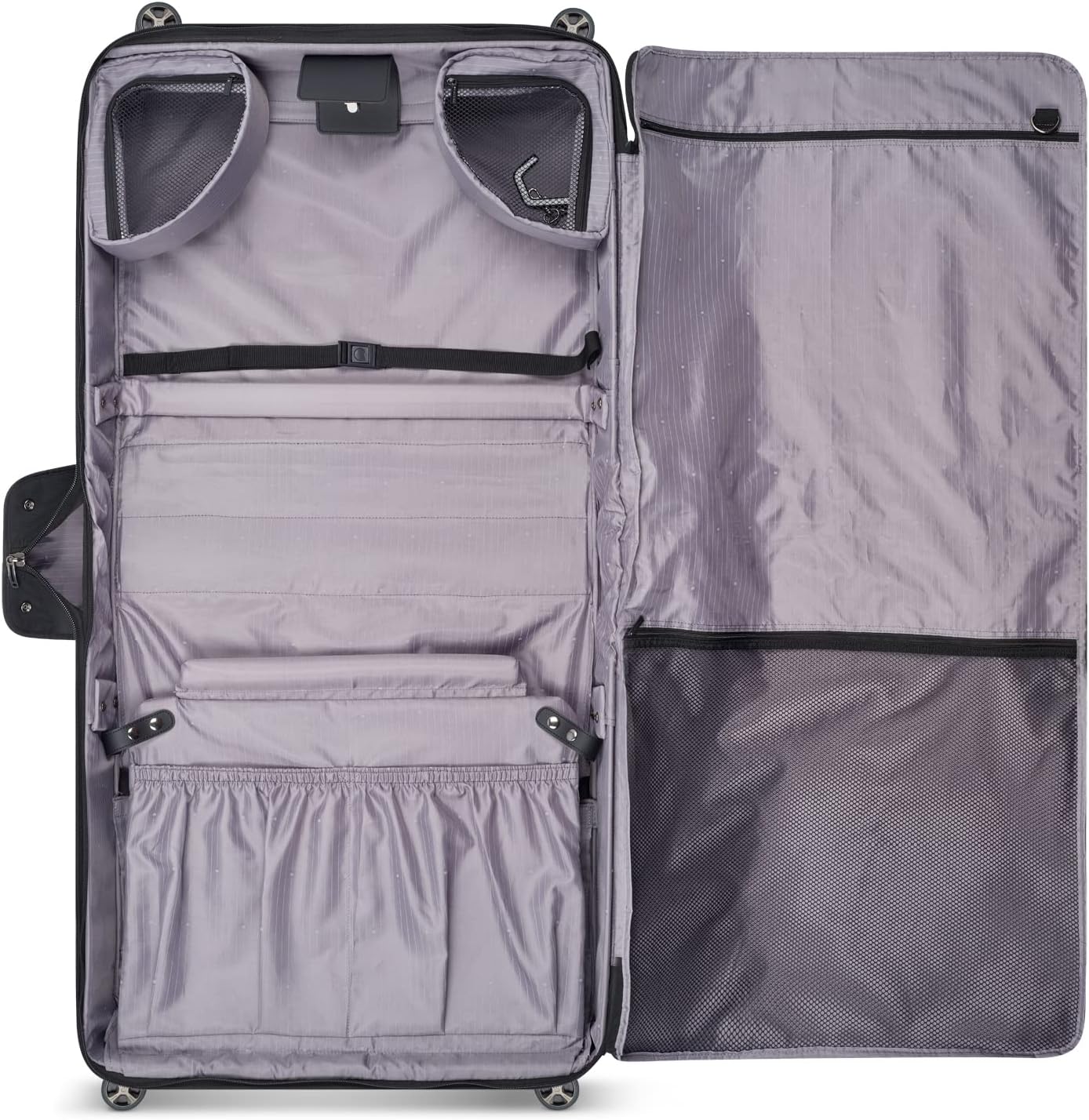 DELSEY PARIS Helium DLX - Rolling Garment Bag with Spinner Wheel - Lightweight Travel Garment Bag - SECURITECH Zip - Suit and Dresses Rolling Travel Bag - Checked Size, Black