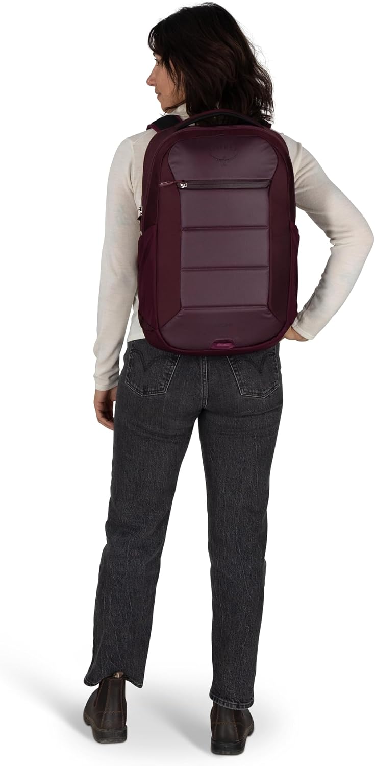 Osprey Ozone Laptop Backpack with Ventilated AirScape™ Backpanel - Lightweight Travel Backpack with 16' Laptop Sleeve - Carry-On Compatible Travel Bag for Men and Women, Moody Burgundy