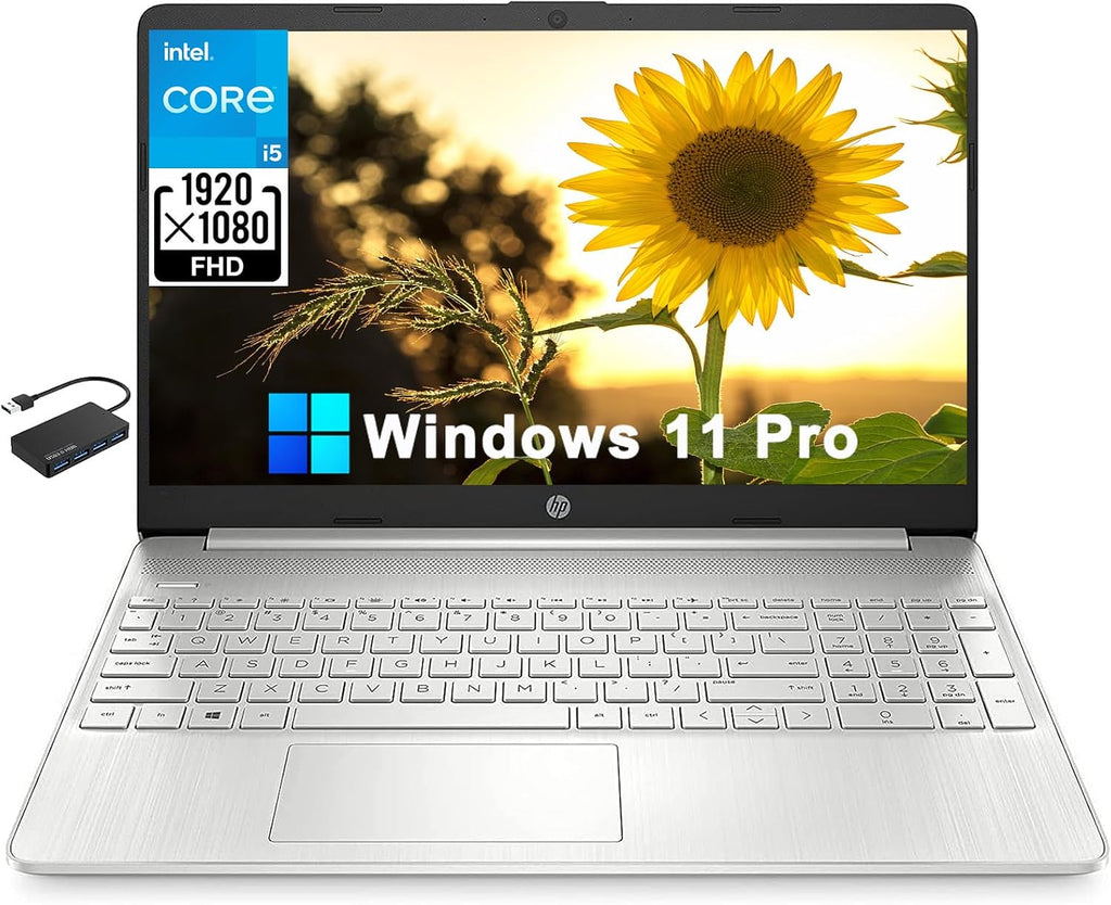 HP 15 15.6' Full HD Business Laptop Computer[Windows 11 Pro], Intel Core i5-1135G7 (up to 4.2 GHz), 8 GB DDR4 RAM, 256 GB PCIe SSD, Iris Xe Graphics, Numeric Pad, Wi-Fi 6, HDMI, Type-C, w/Hub