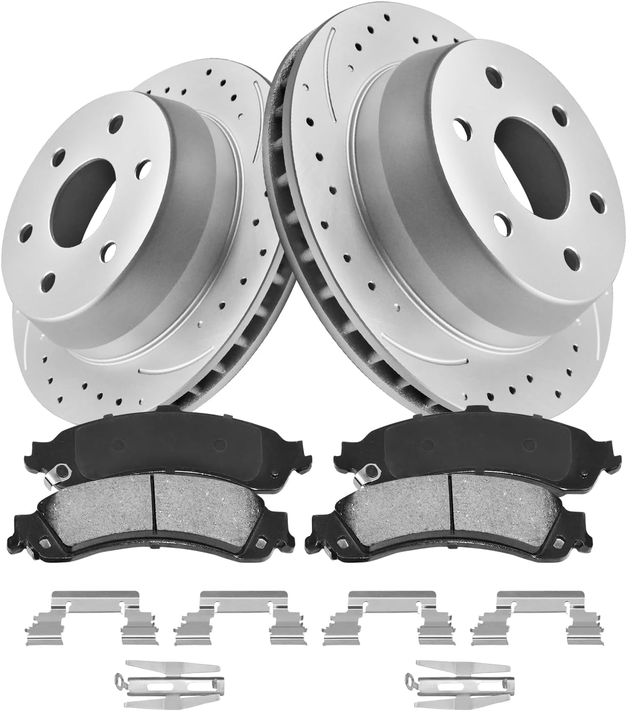 Brake Pads and Rotors Kit Rear Brake Kit Compatible with 2001-2006 Chevy Silverado 1500, 2000-2006 Tahoe, Automotive Replacement Brake Kits 55067 D834-7707 Geomet Brakes and Rotors