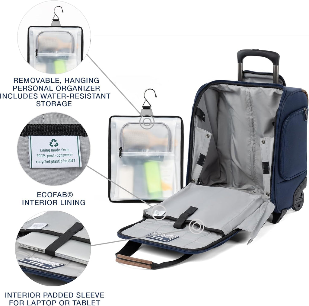Travelpro Crew Classic Lightweight Softside Luggage, Rolling Underseat Carry on Bag, 14' Laptop or Tablet Sleeve, Men and Women, 17-Inch, Patriot Blue