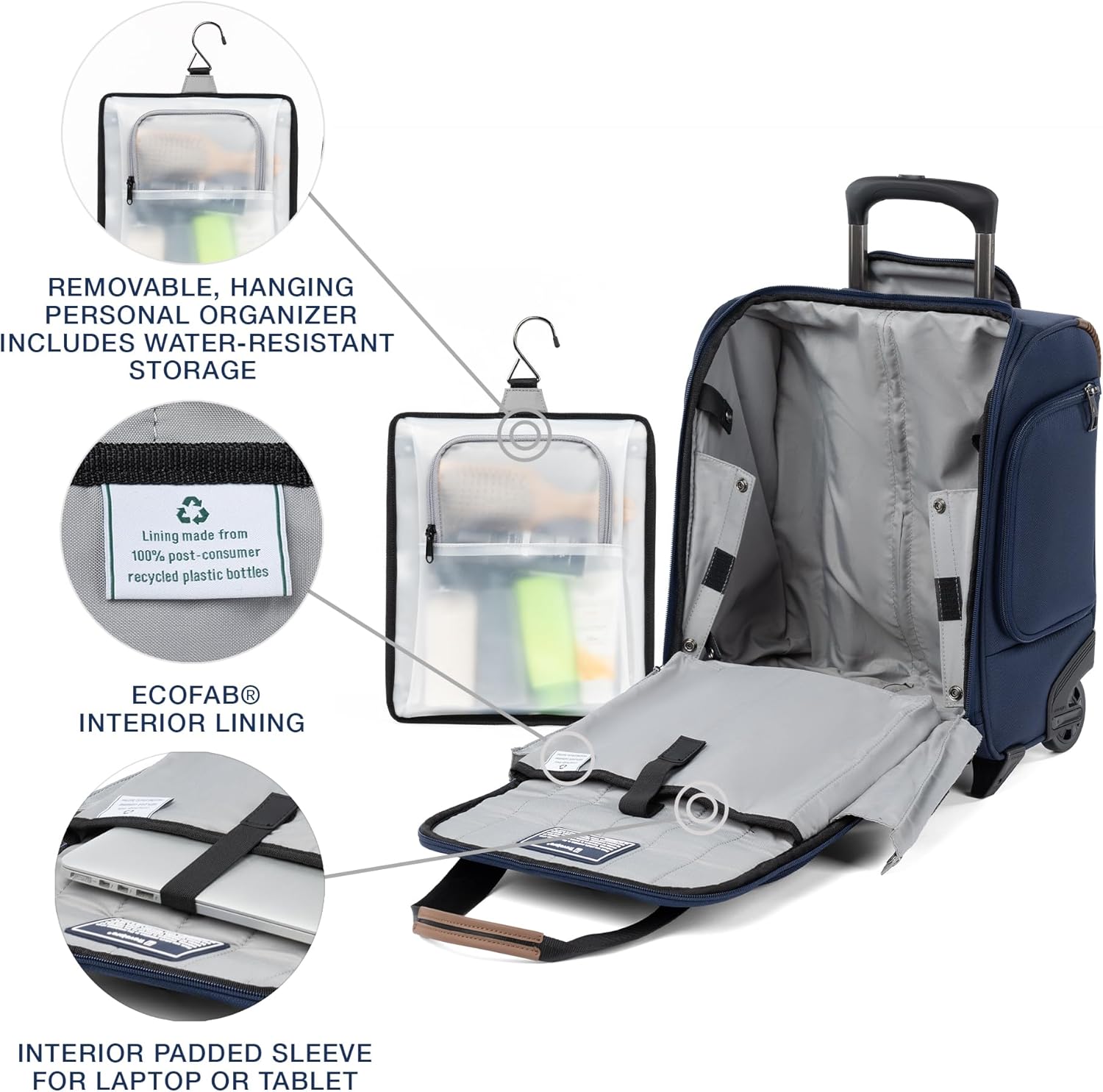 Travelpro Crew Classic Lightweight Softside Luggage, Rolling Underseat Carry on Bag, 14' Laptop or Tablet Sleeve, Men and Women, 17-Inch, Patriot Blue