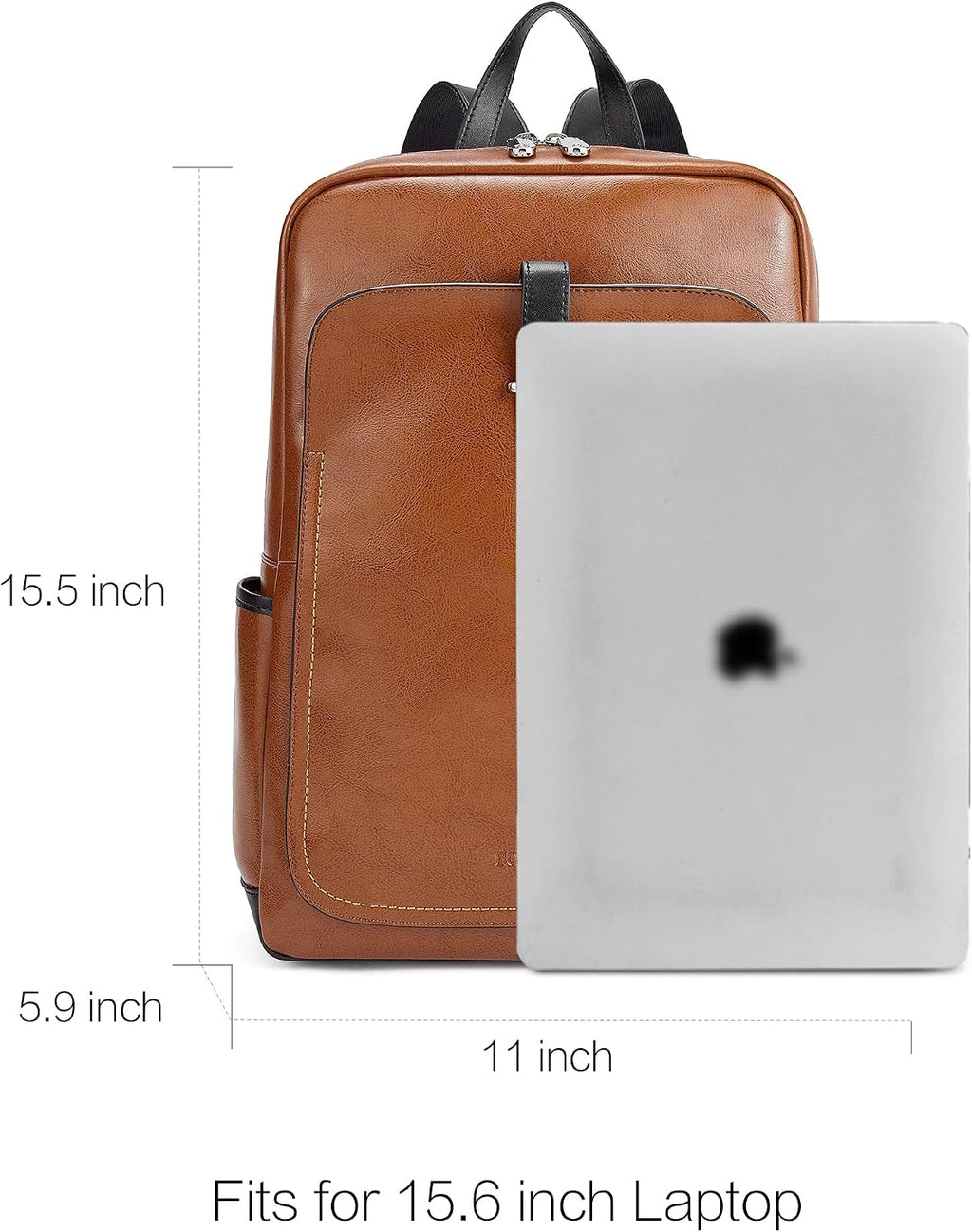 BOSTANTEN Leather Laptop Backpack for Women,15.6 inch Computer Backpack Purse College Daypack Work Travel Bag Brown