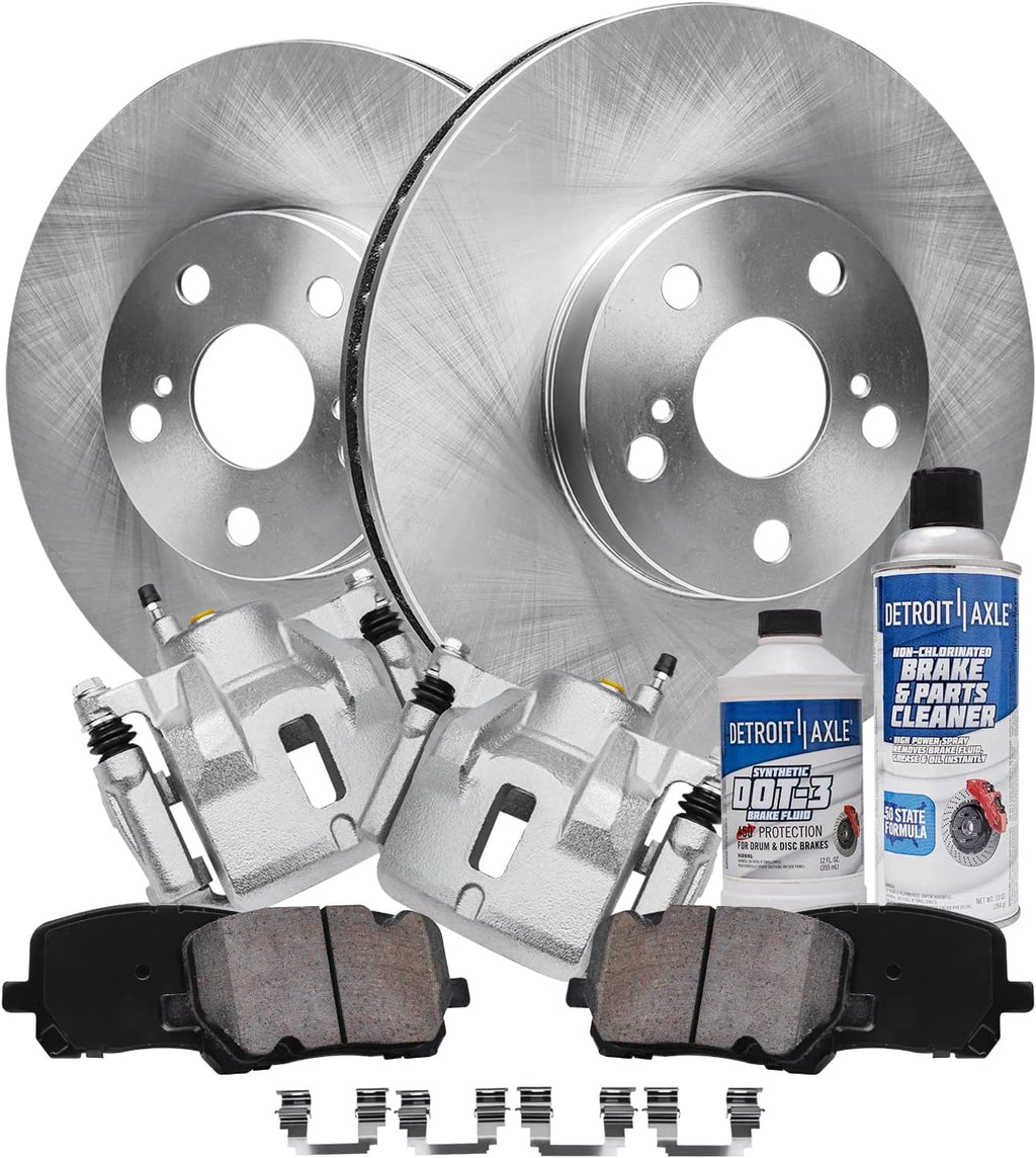 Detroit Axle - Front Brake Kit for 2003-2008 Toyota Corolla Matrix Pontiac Vibe Disc Brake Rotors Brake Calipers Replacement 2004 2005 2006 2007 Ceramic Brakes Pads