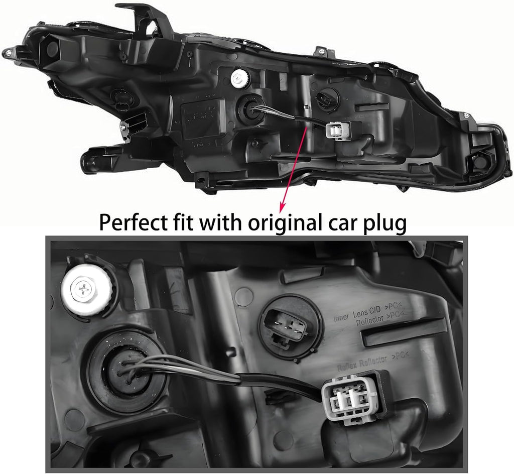 Left Driver Side LED Projector Headlights Assembly For 2018-2024 Toyota Camry L LE SE TRD Replacement Front bumper Headlamps OE Style Black Housing Clear Lens(LH)