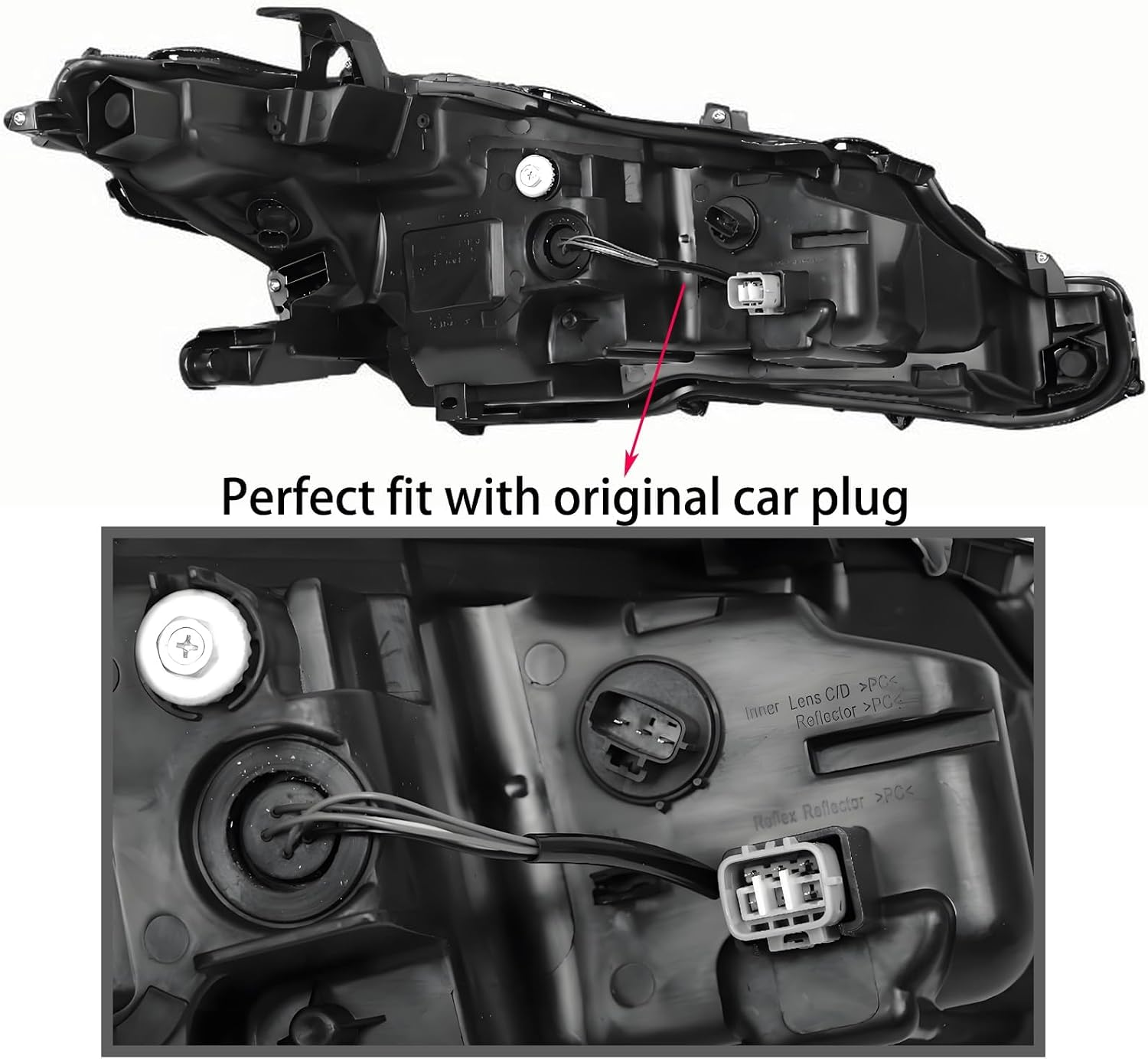 Left Driver Side LED Projector Headlights Assembly For 2018-2024 Toyota Camry L LE SE TRD Replacement Front bumper Headlamps OE Style Black Housing Clear Lens(LH)