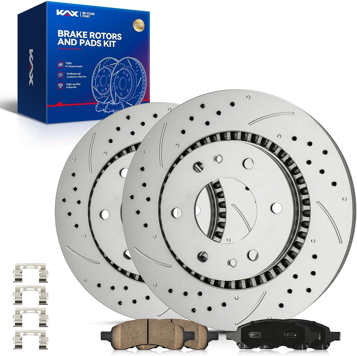 KAX Front Brake Kit for Chevrolet Trailblazer 2006-2009, GMC Envoy 2006-2009, Buick Rainier 2006-2007, Isuzu Ascender 2006-2008, 11.88inch Brake Rotors Pads Kit, #55112+D1169 Front Brakes