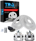 TRQ Performance Rear Brake Pad and Rotor Set Ceramic Solid Rotors Calipers Compatible with 2013 Dodge Journey