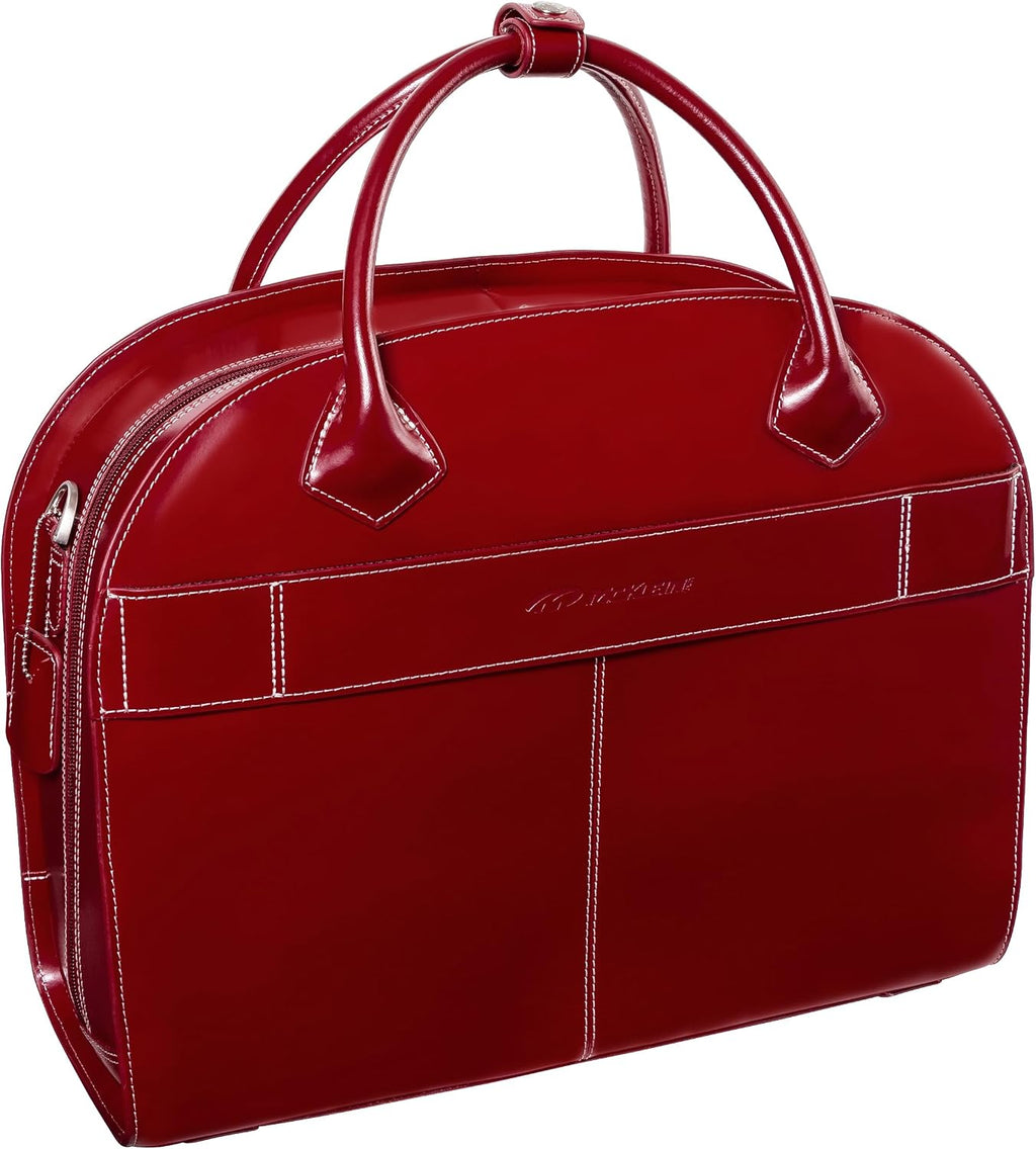 McKlein GLEN ELLYN15' Leather Detachable -Wheeled Ladies' Laptop/Computer & Tablet Business Briefcase Bag/Women's Rolling Overnight Travel Bag, Removable trolley case