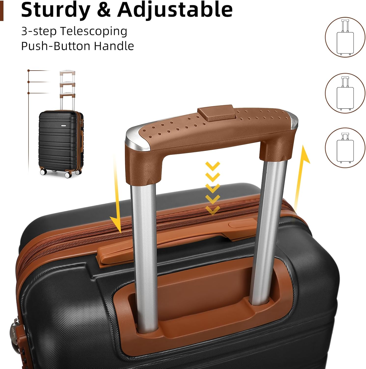 LARVENDER Luggage Sets 6 Piece, Expandable Hardside Carry on Suitcase Set with Spinner Wheels, Lightweight Rolling Luggage Sets for Women with TSA Lock, Black