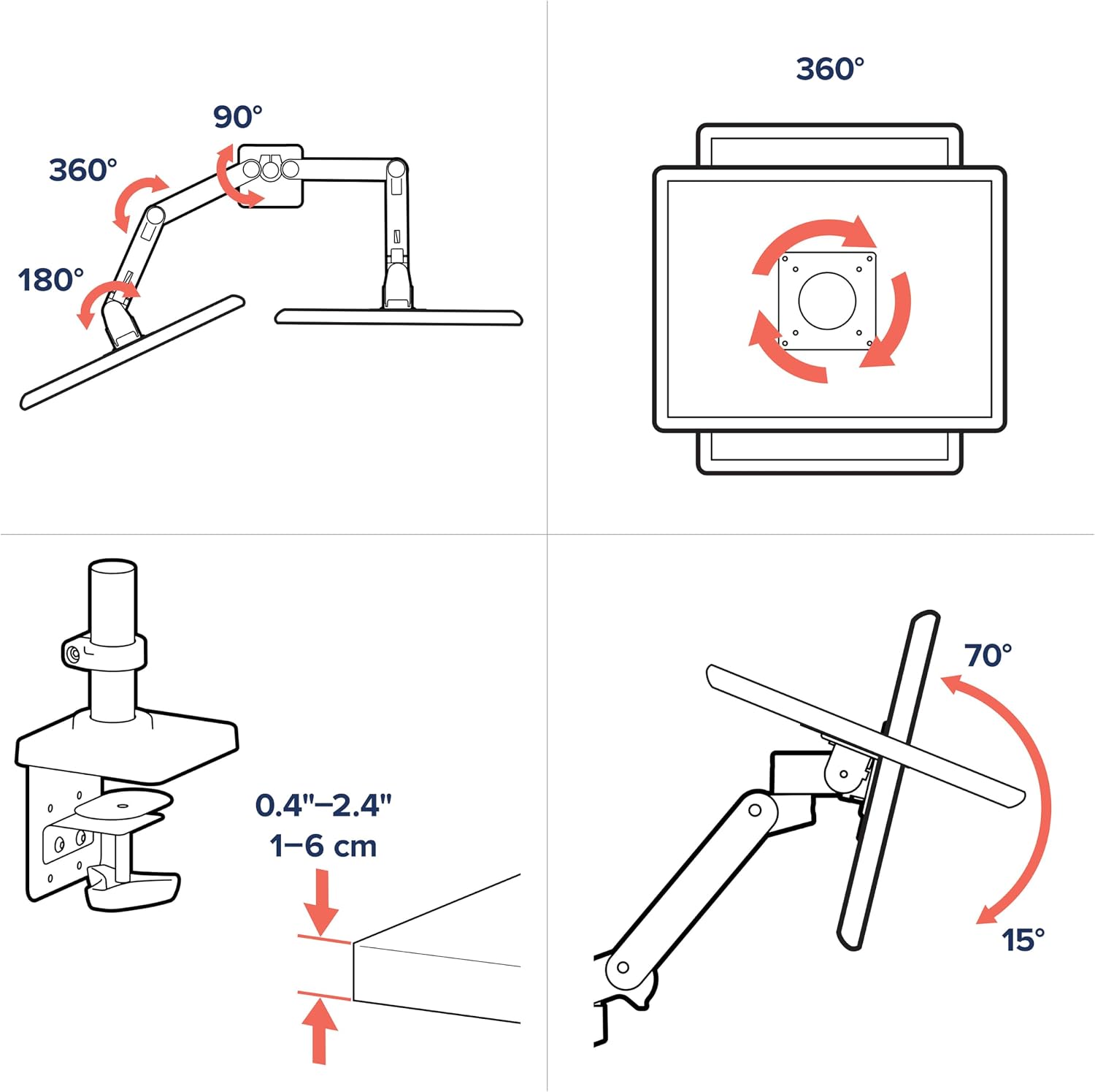 Ergotron – Upgraded LX Pro Premium Dual Monitor Arm, VESA Desk Mount – for 2 Monitors Up to 27 Inches, 4 to 20 lbs Each – White