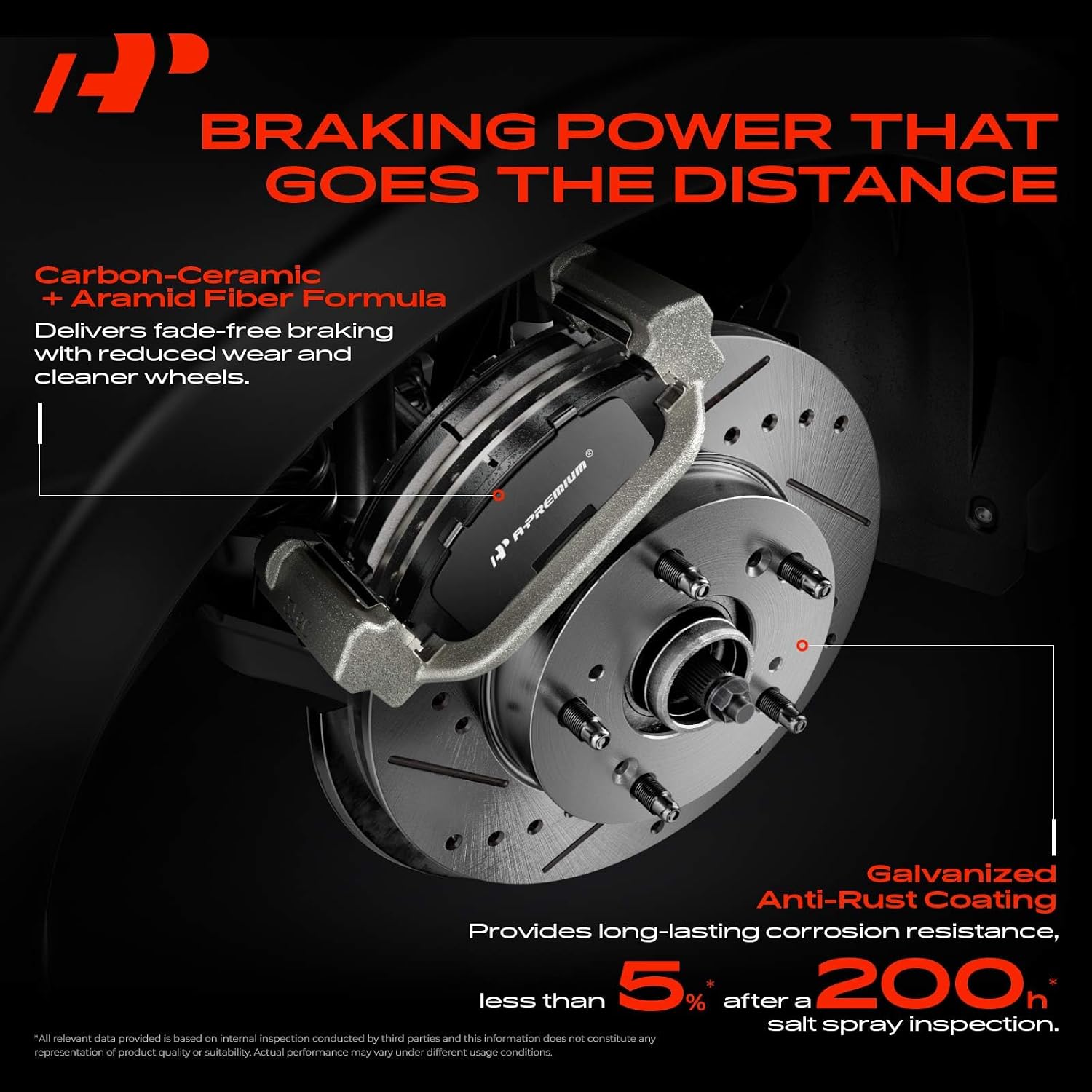 A-Premium 11.24 inch (285.5mm) Rear Drilled and Slotted Disc Brake Rotors + Ceramic Pads Kit Compatible with Select Nissan and Suzuki Models - Frontier 2005-2019, Xterra 2005-2015, Equator 2009-2012