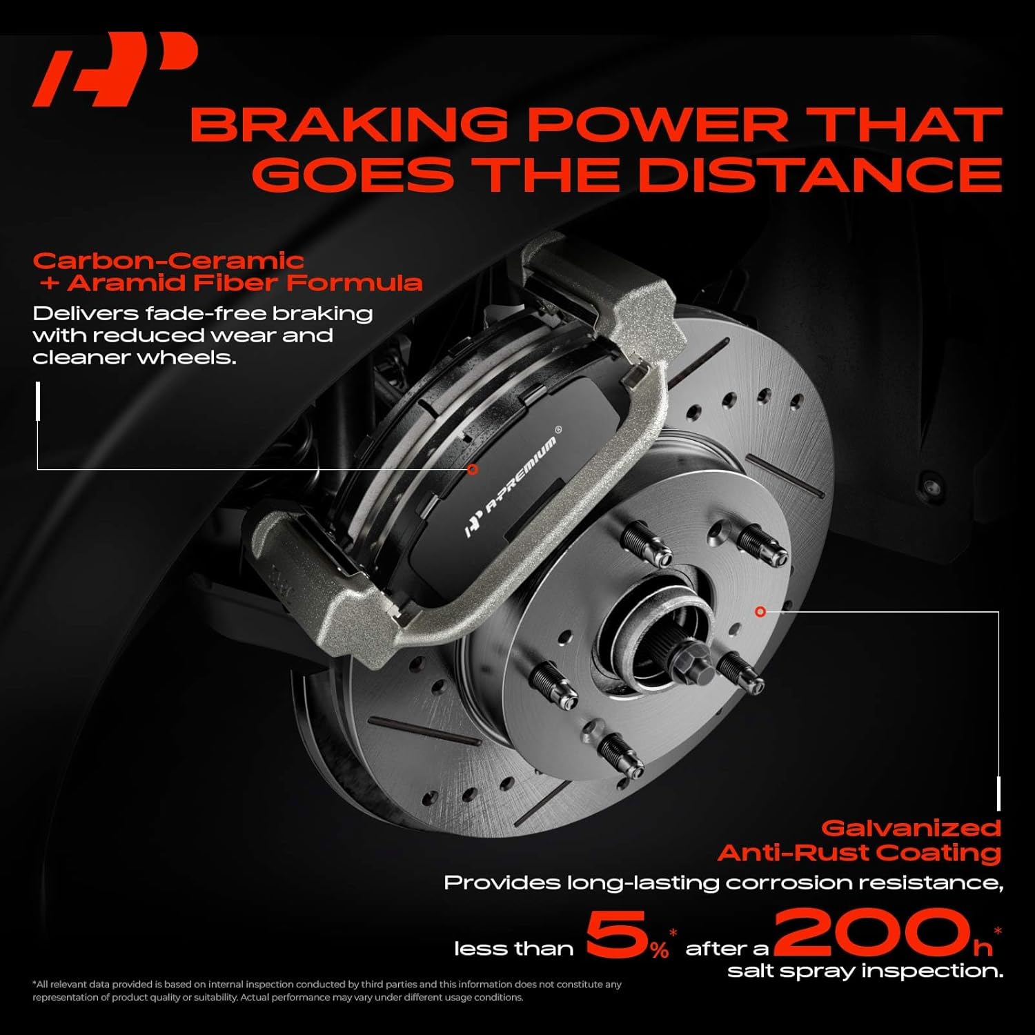 A-Premium 12.78 inch (324.6mm) Front Drilled and Slotted Disc Brake Rotors + Ceramic Pads Kit Compatible with Select Cadillac, Chevy, GMC & Hummer Models - Silverado, Suburban, Savana, Sierra, Yukon